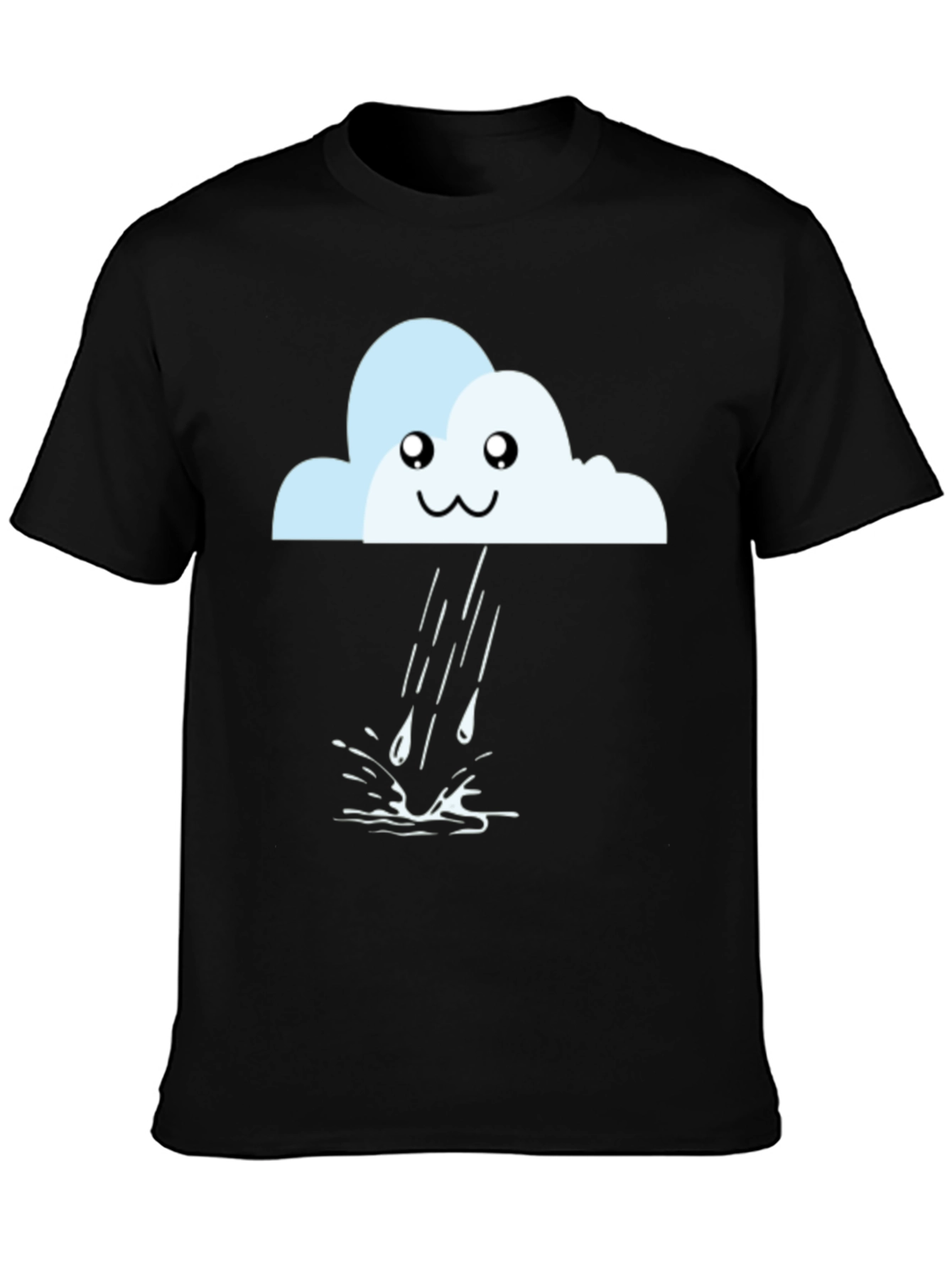 Camiseta Negra con Nube Lluviosa Kawaii