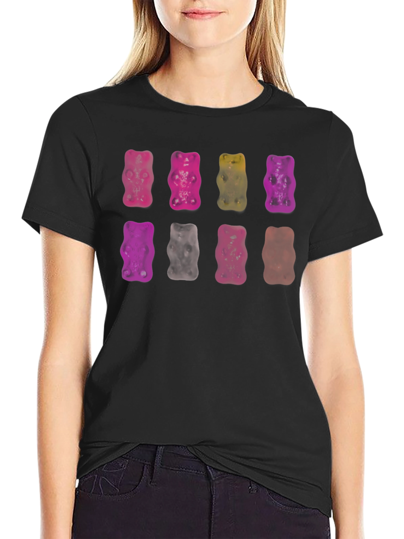 Camiseta Negra con Ositos de Gominola