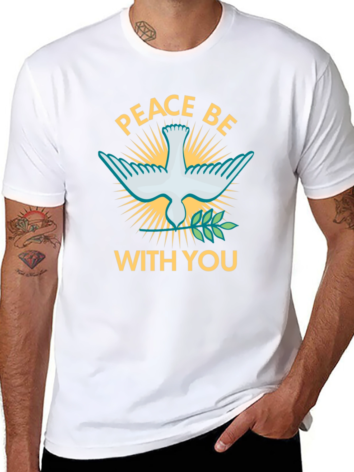Camiseta Negra Peace Be With You con Paloma
