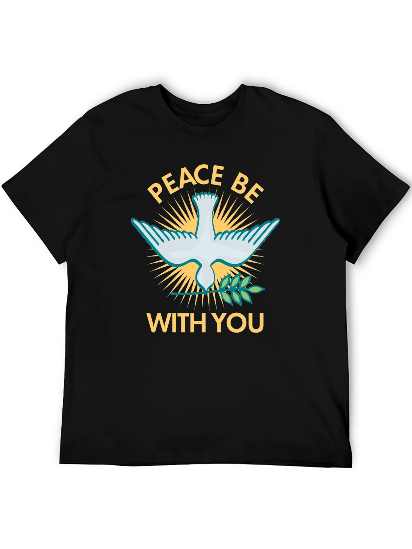 Camiseta Negra Peace Be With You con Paloma