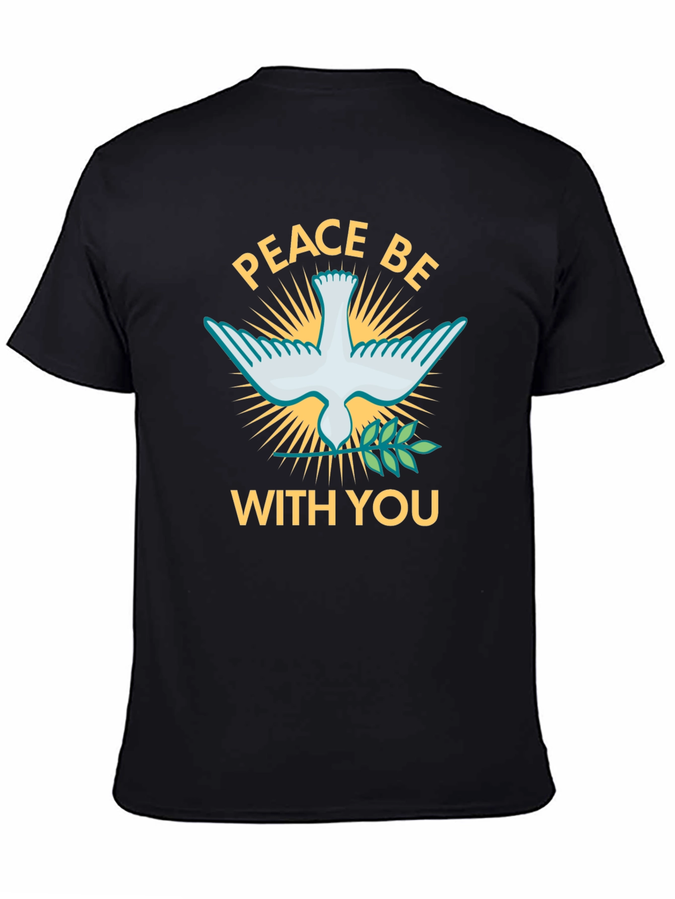 Camiseta Negra Peace Be With You con Paloma