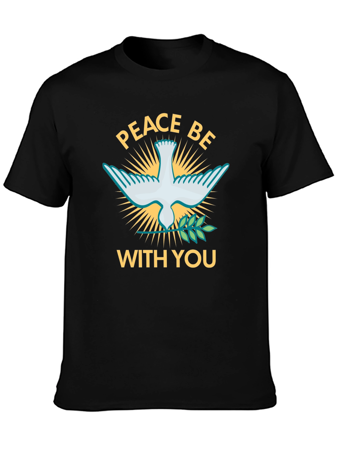 Camiseta Negra Peace Be With You con Paloma