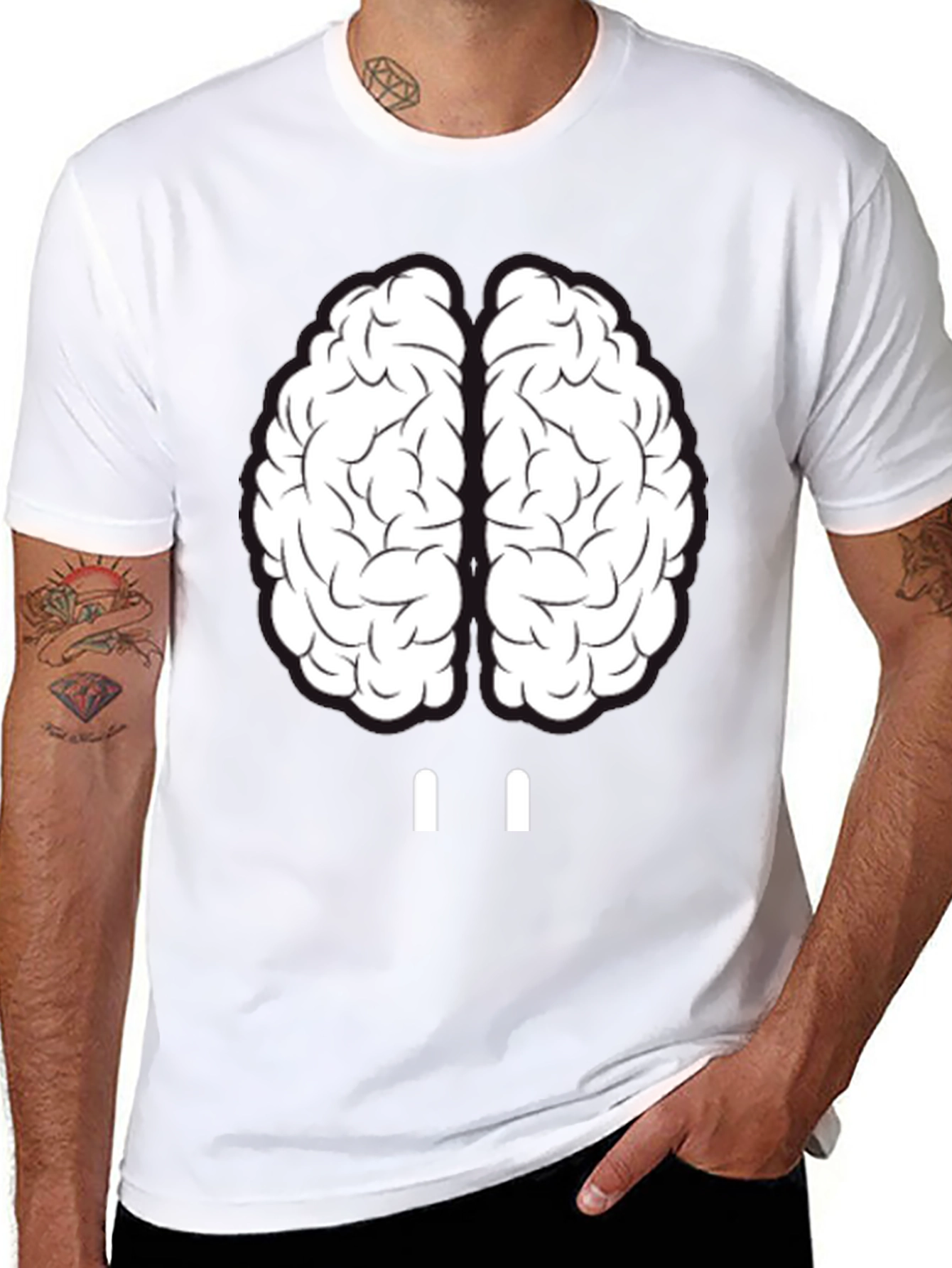 Camiseta Hombre Cerebro Divertido Algodón