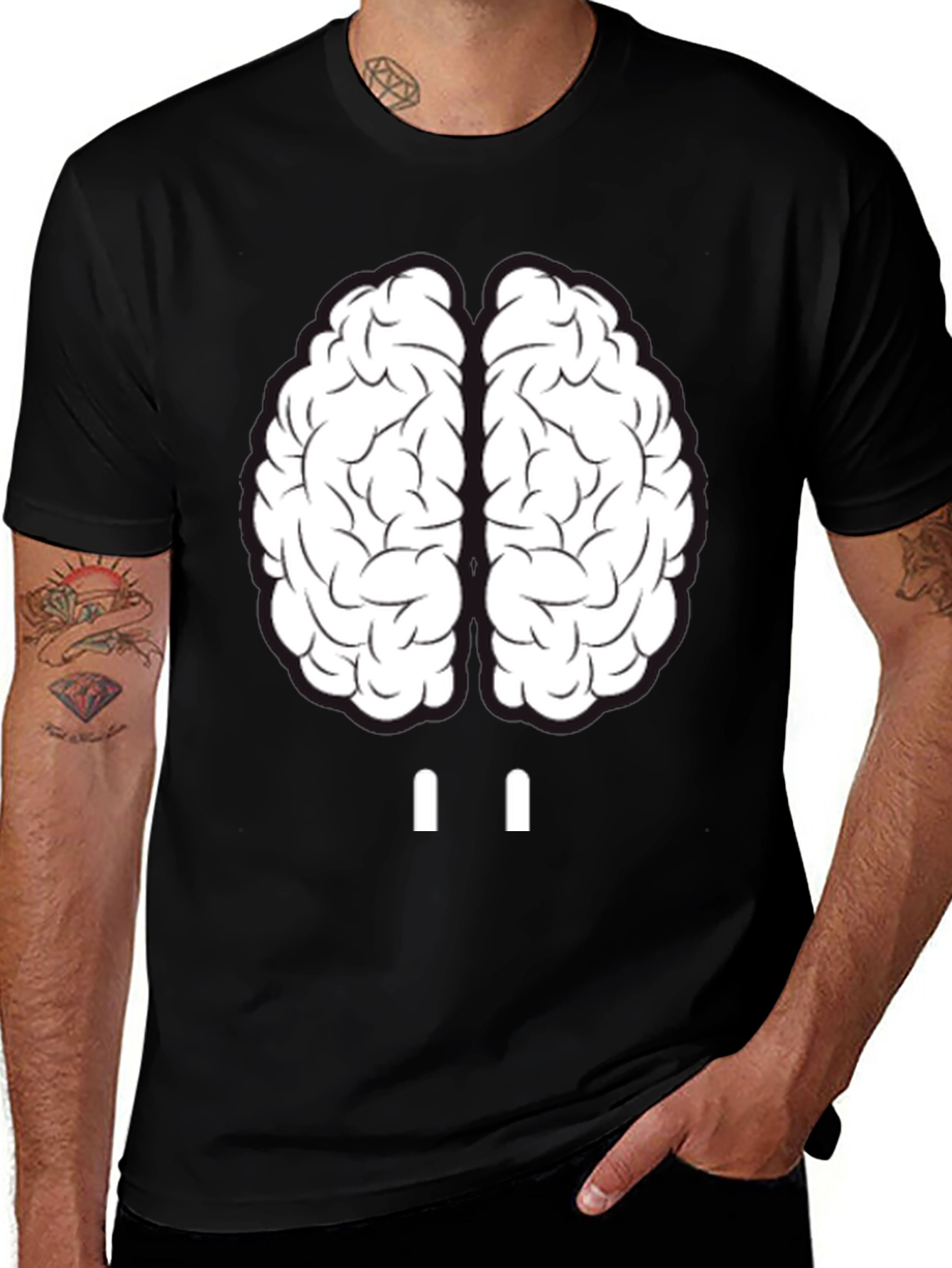 Camiseta Hombre Cerebro Divertido Algodón