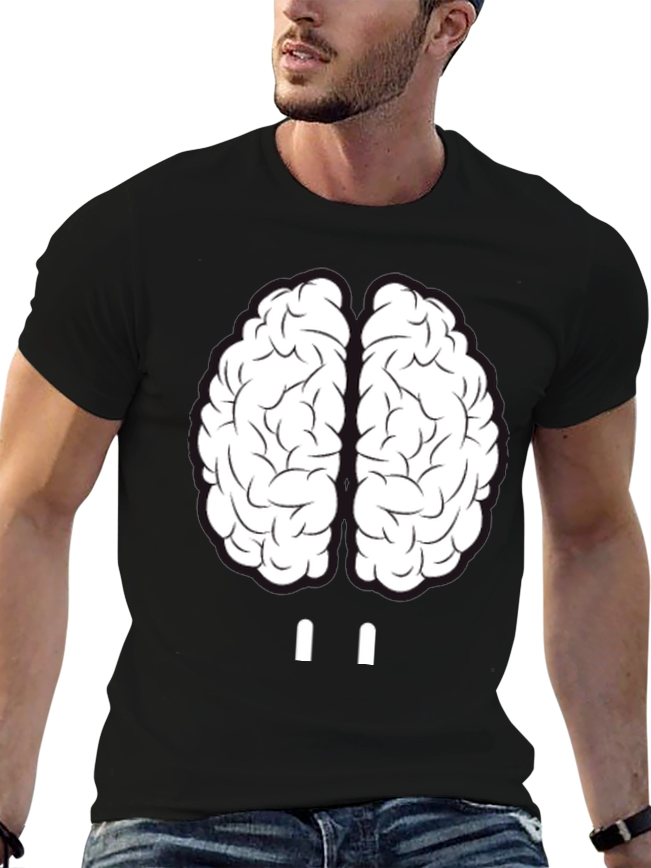 Camiseta Hombre Cerebro Divertido Algodón