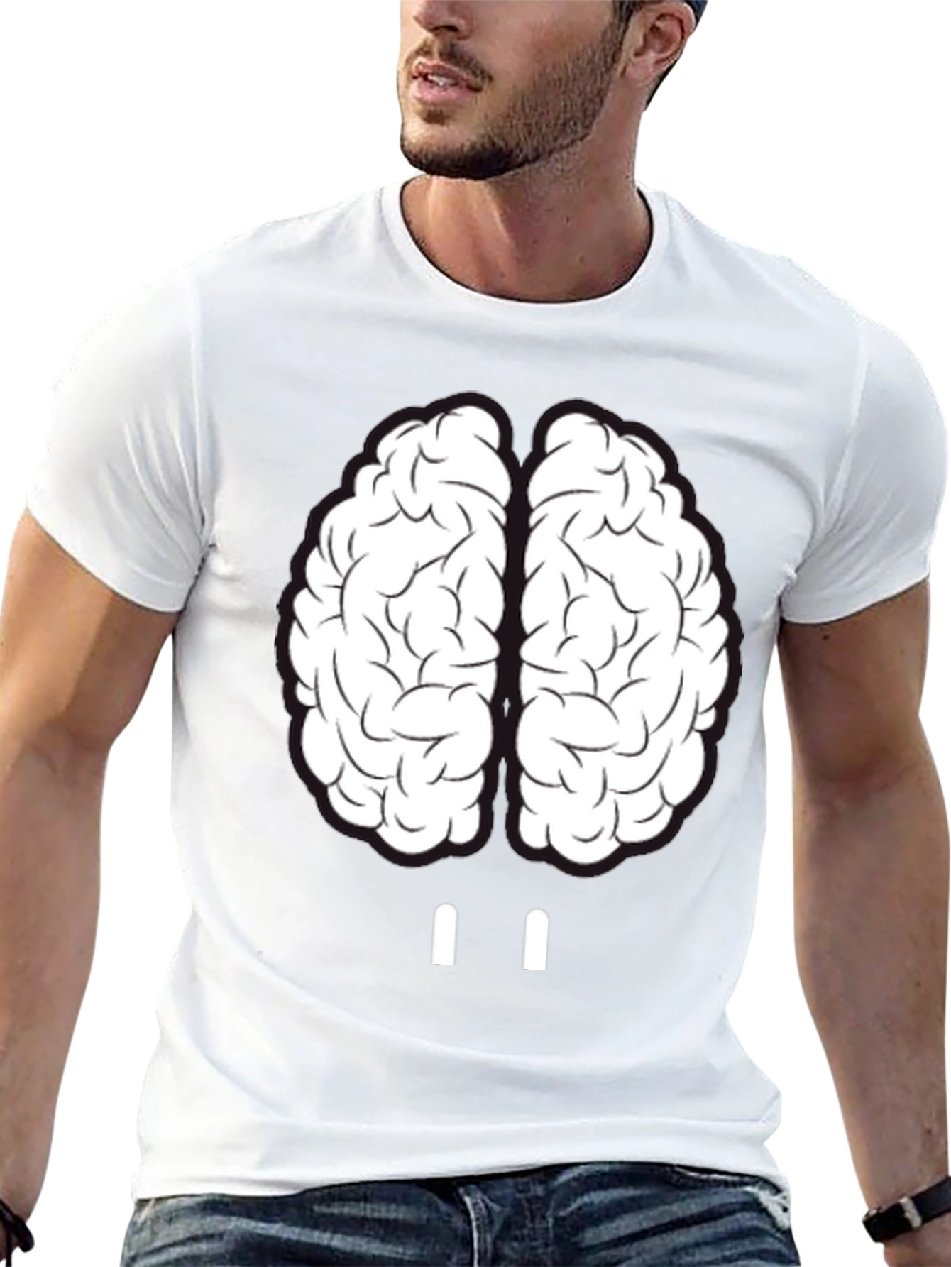 Camiseta Hombre Cerebro Divertido Algodón