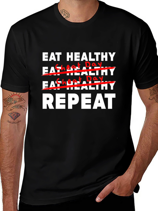 Camiseta Negra: Come Sano Repite