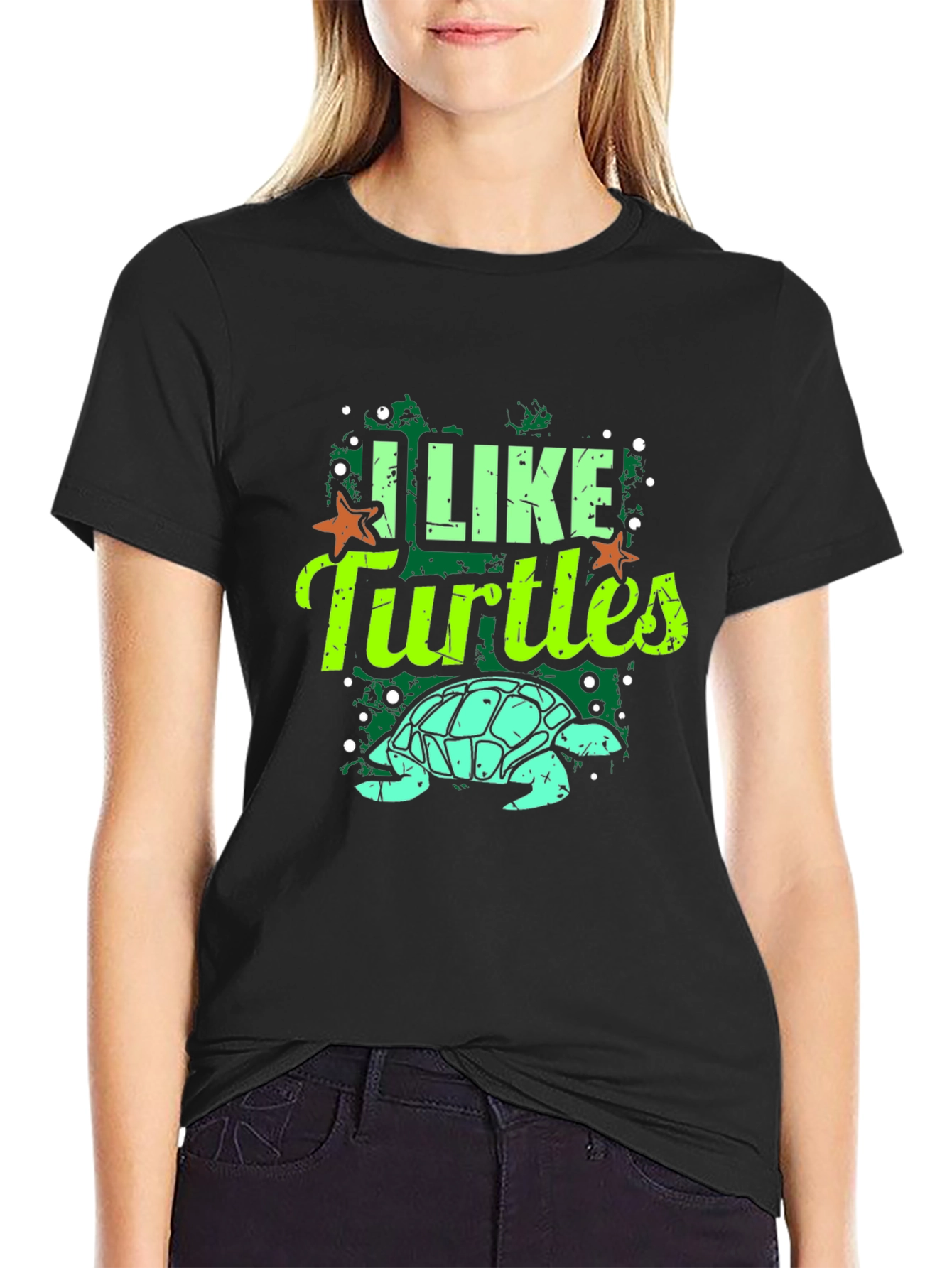 Camiseta Negra Me Gustan las Tortugas