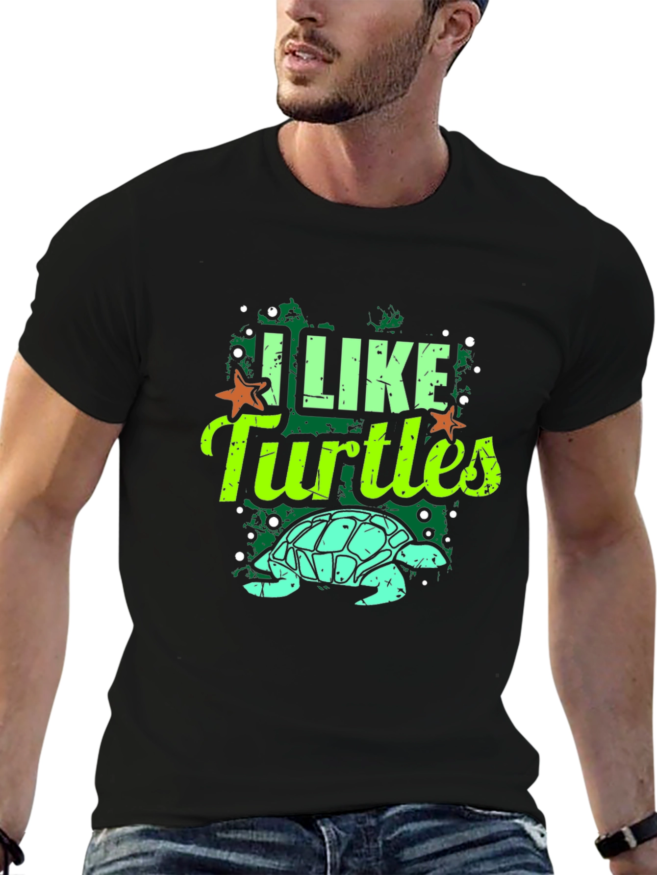 Camiseta Negra Me Gustan las Tortugas