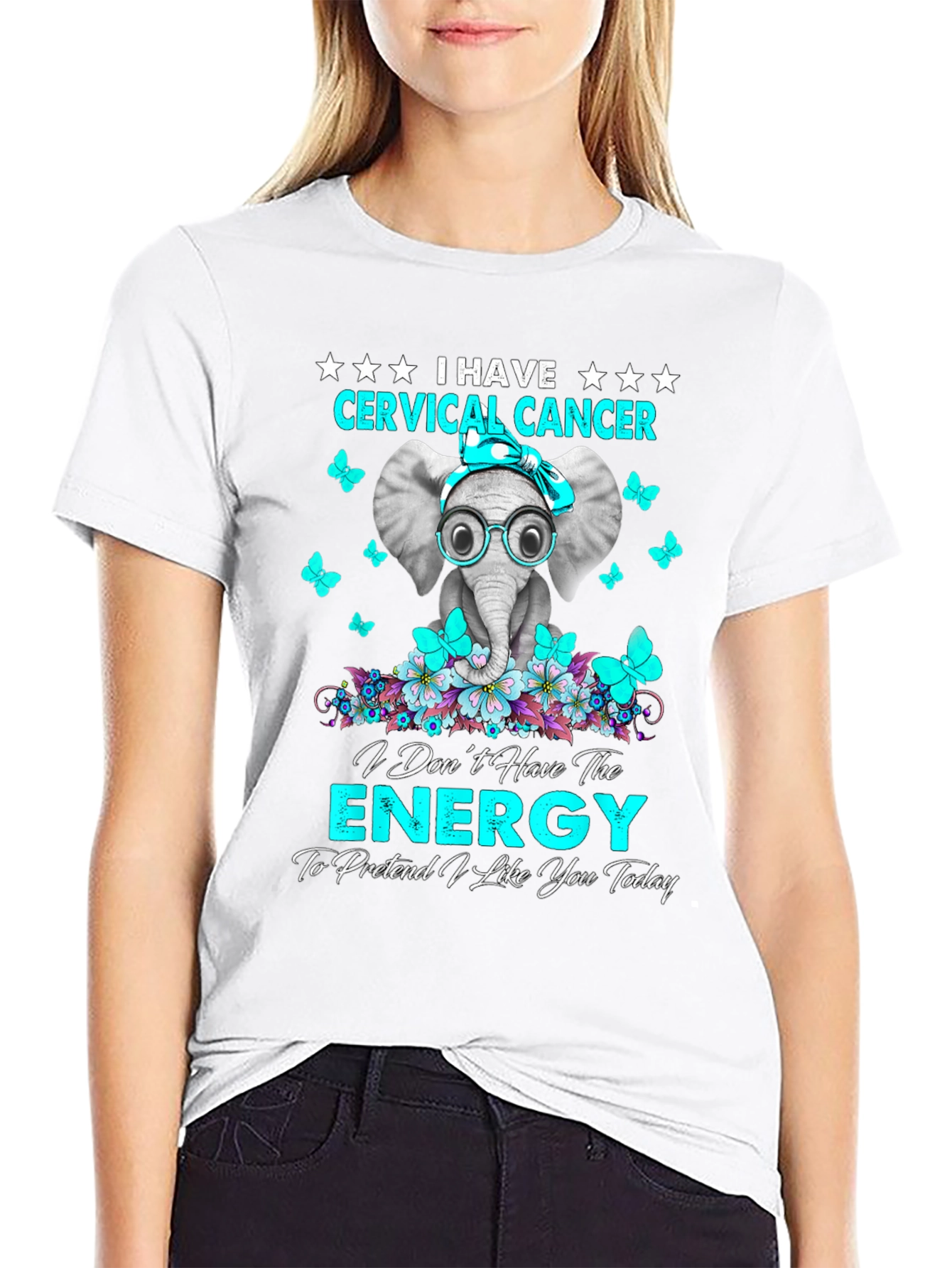 Camiseta Unisex Cervical Cancer Elephant