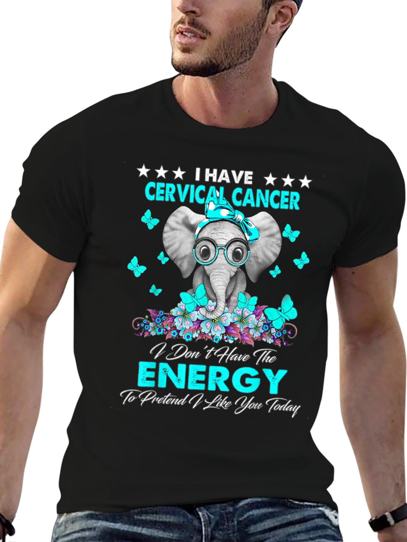 Camiseta Unisex Cervical Cancer Elephant