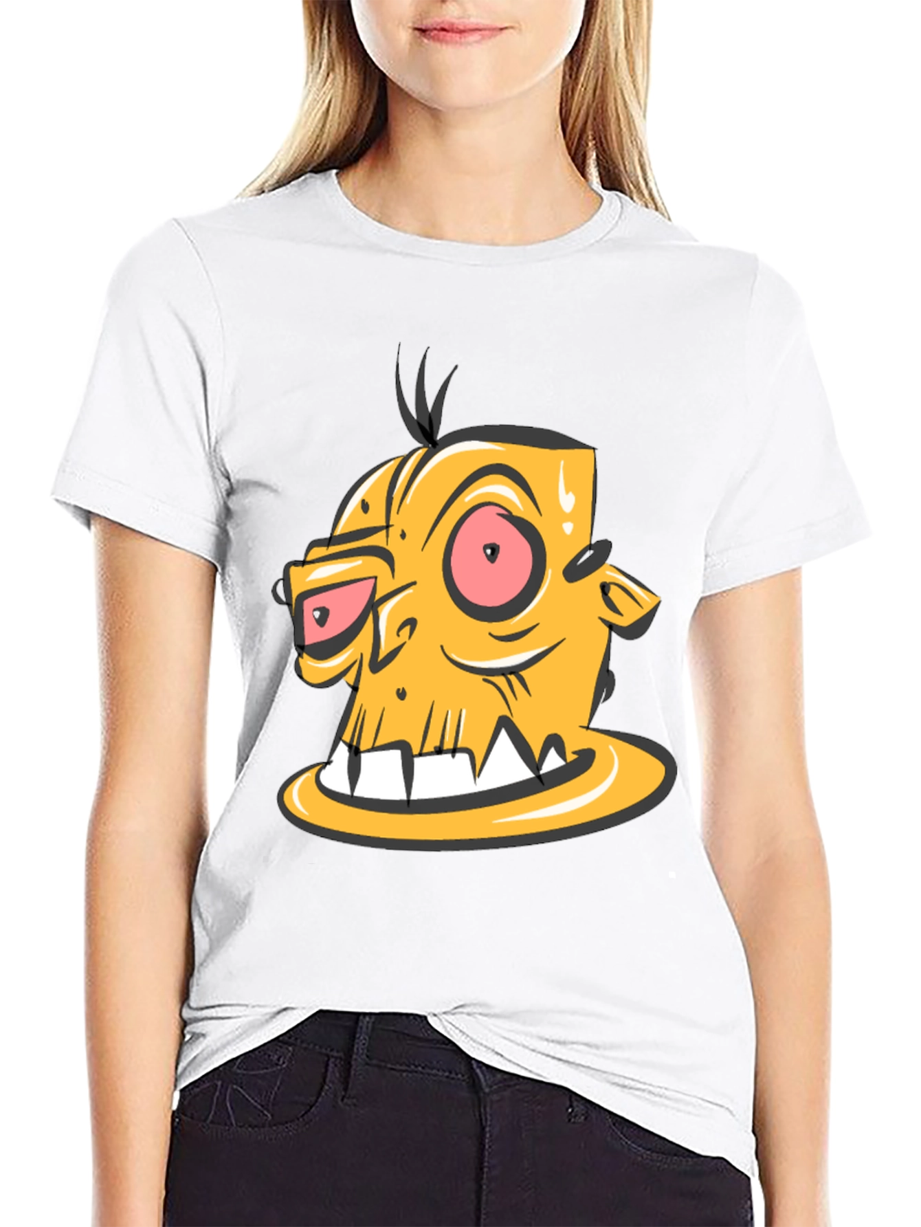 Camiseta Negra con Estampado de Personaje Animado