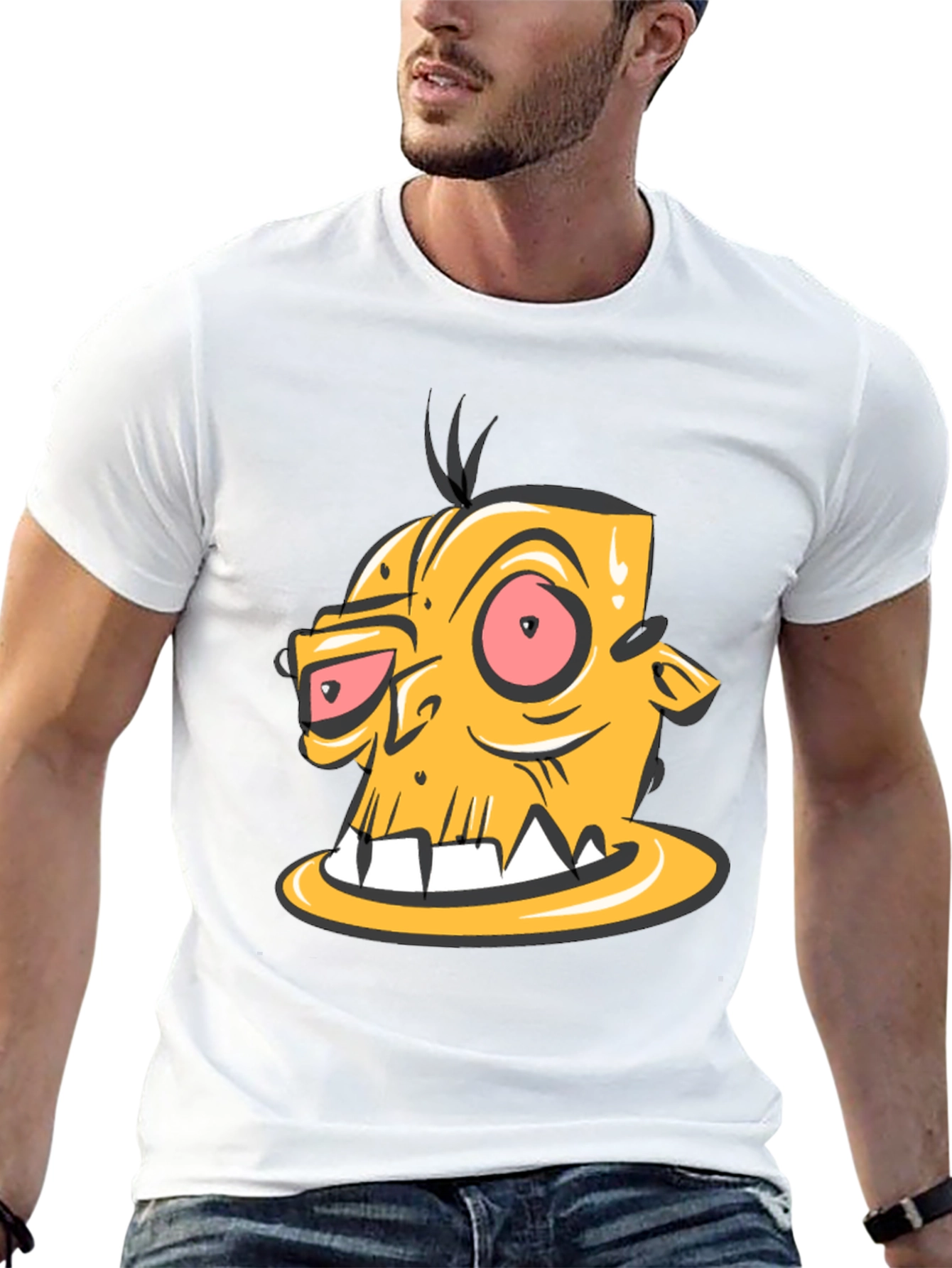 Camiseta Negra con Estampado de Personaje Animado