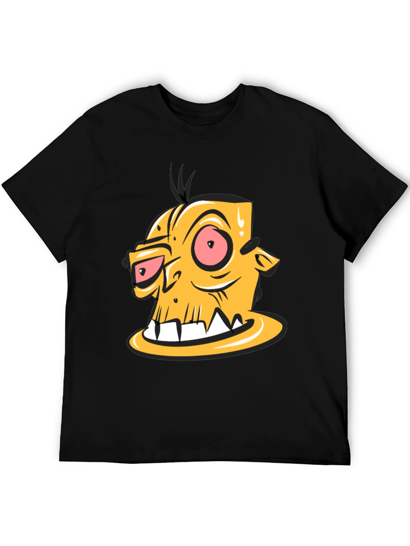 Camiseta Negra con Estampado de Personaje Animado