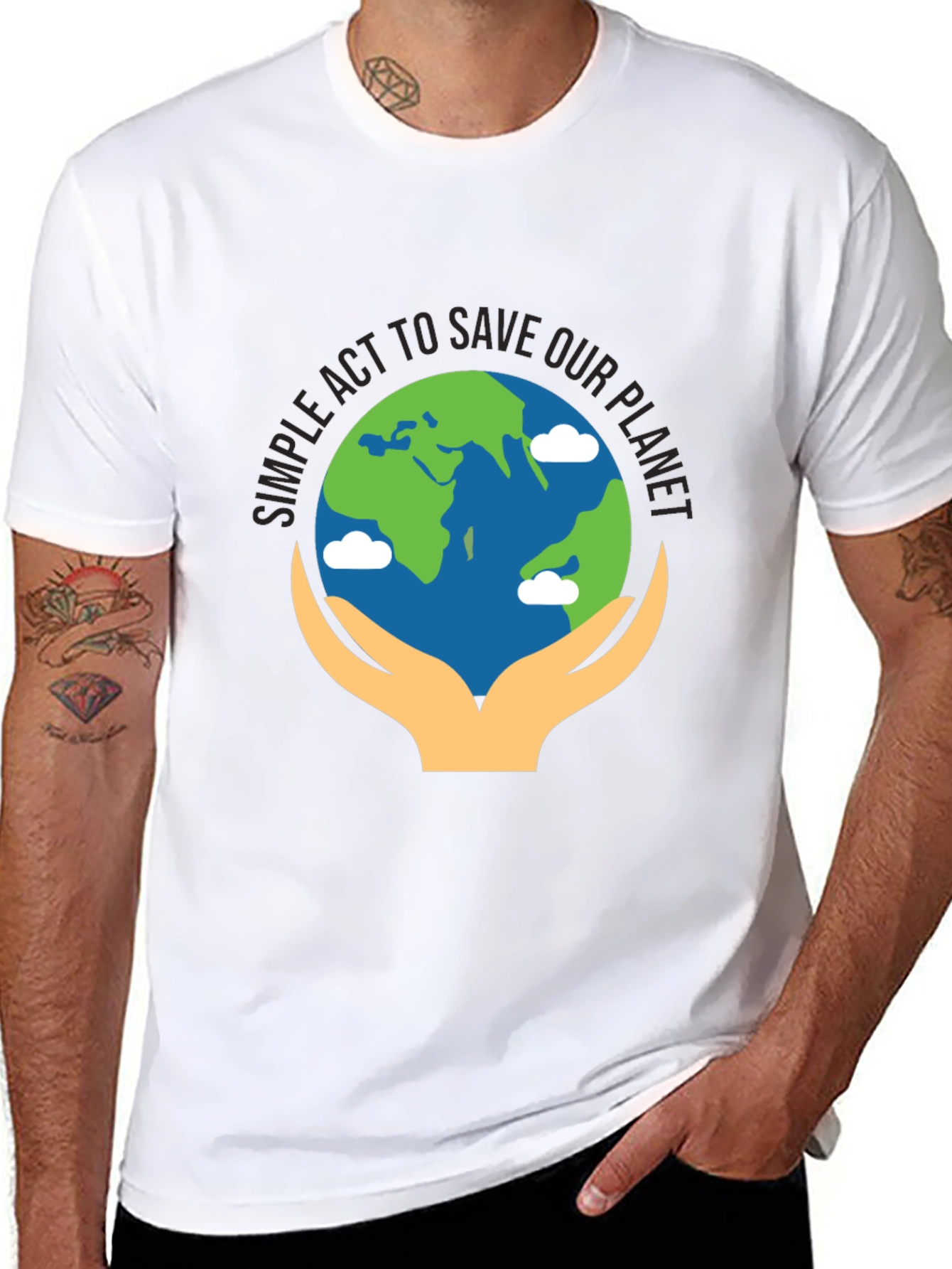 Camiseta Negra con Diseño de Salvar el Planeta
