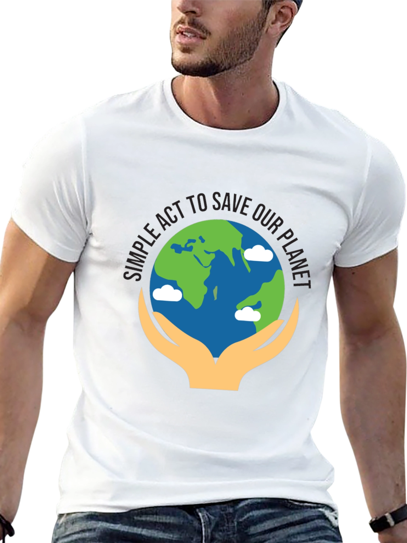 Camiseta Negra con Diseño de Salvar el Planeta