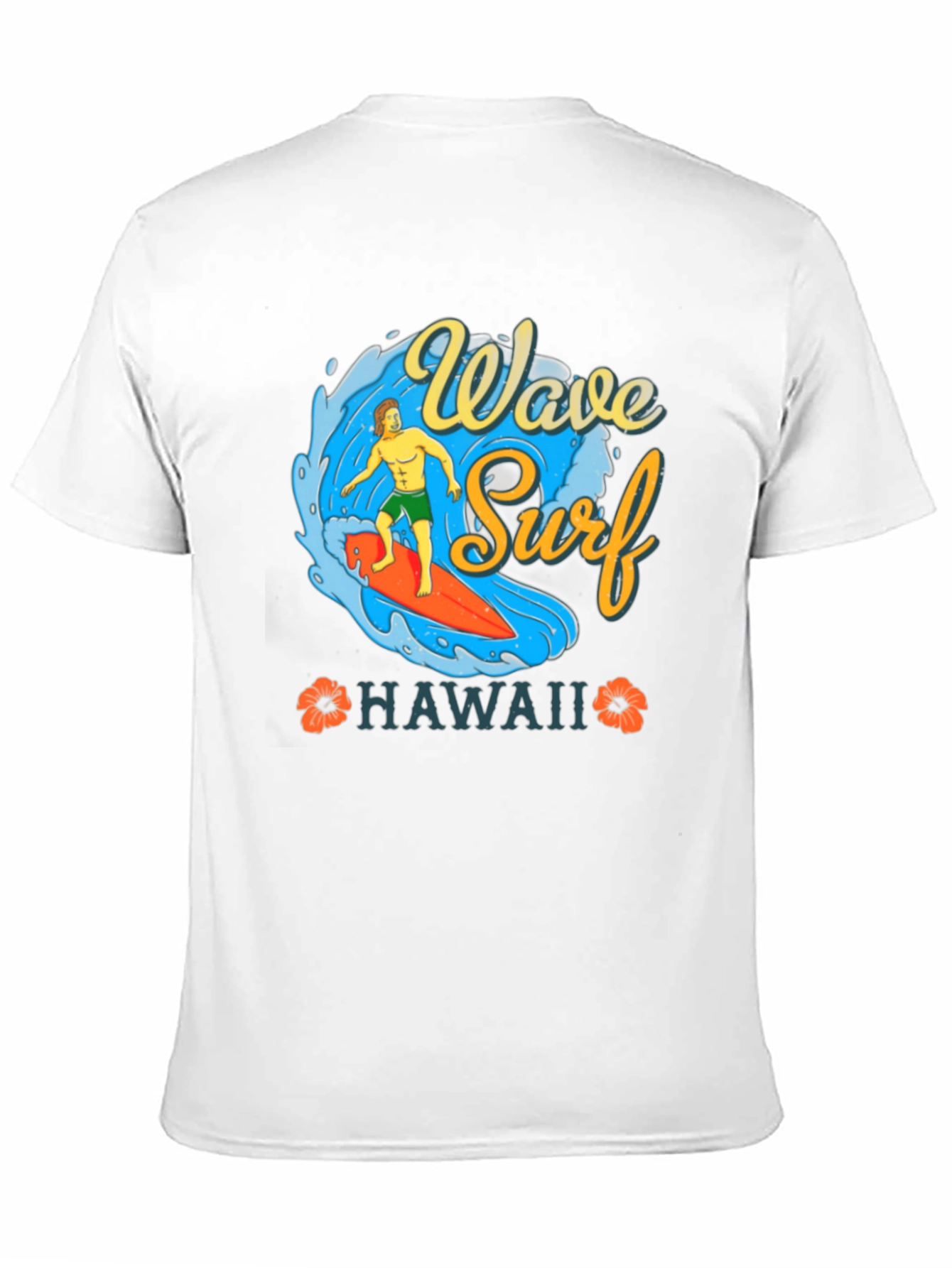 Camiseta Negra Estampada Ola Surf Hawaii