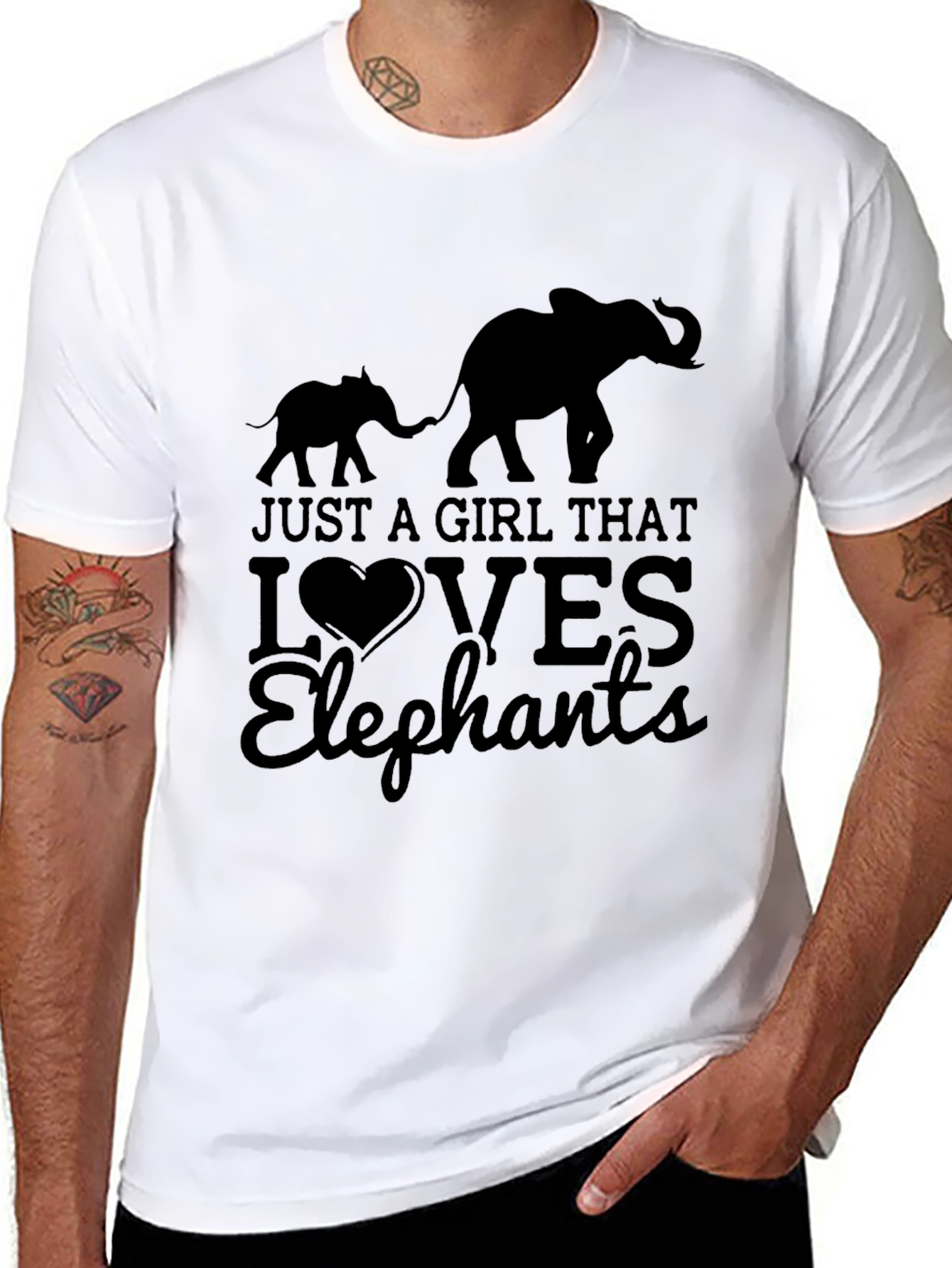 Camiseta Negra Amo a los Elefantes