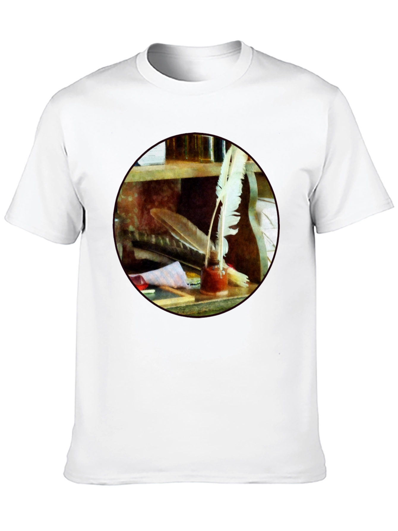 Camiseta Negra Escritor con Plumas