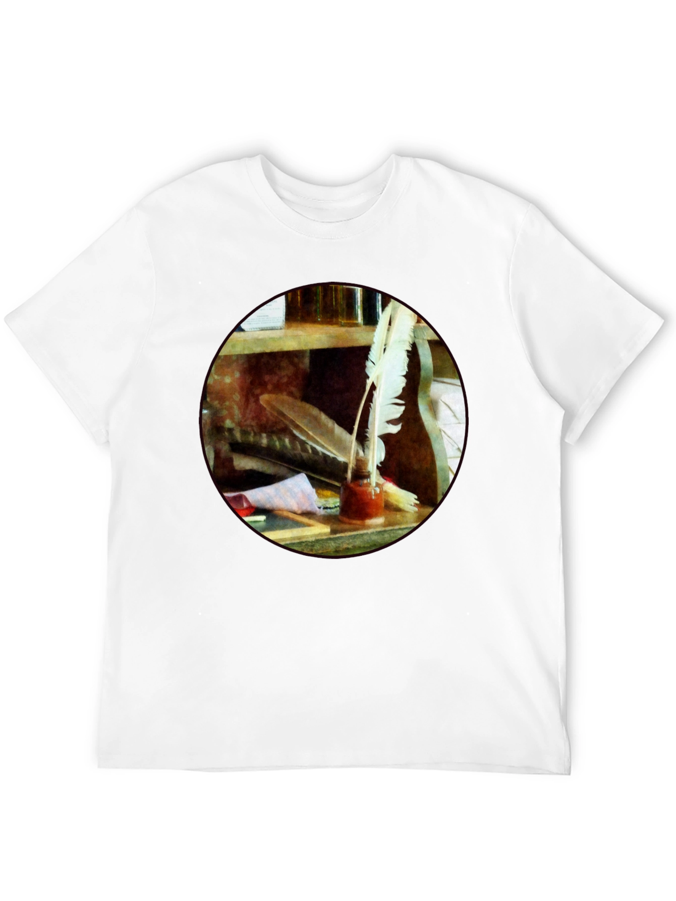 Camiseta Negra Escritor con Plumas