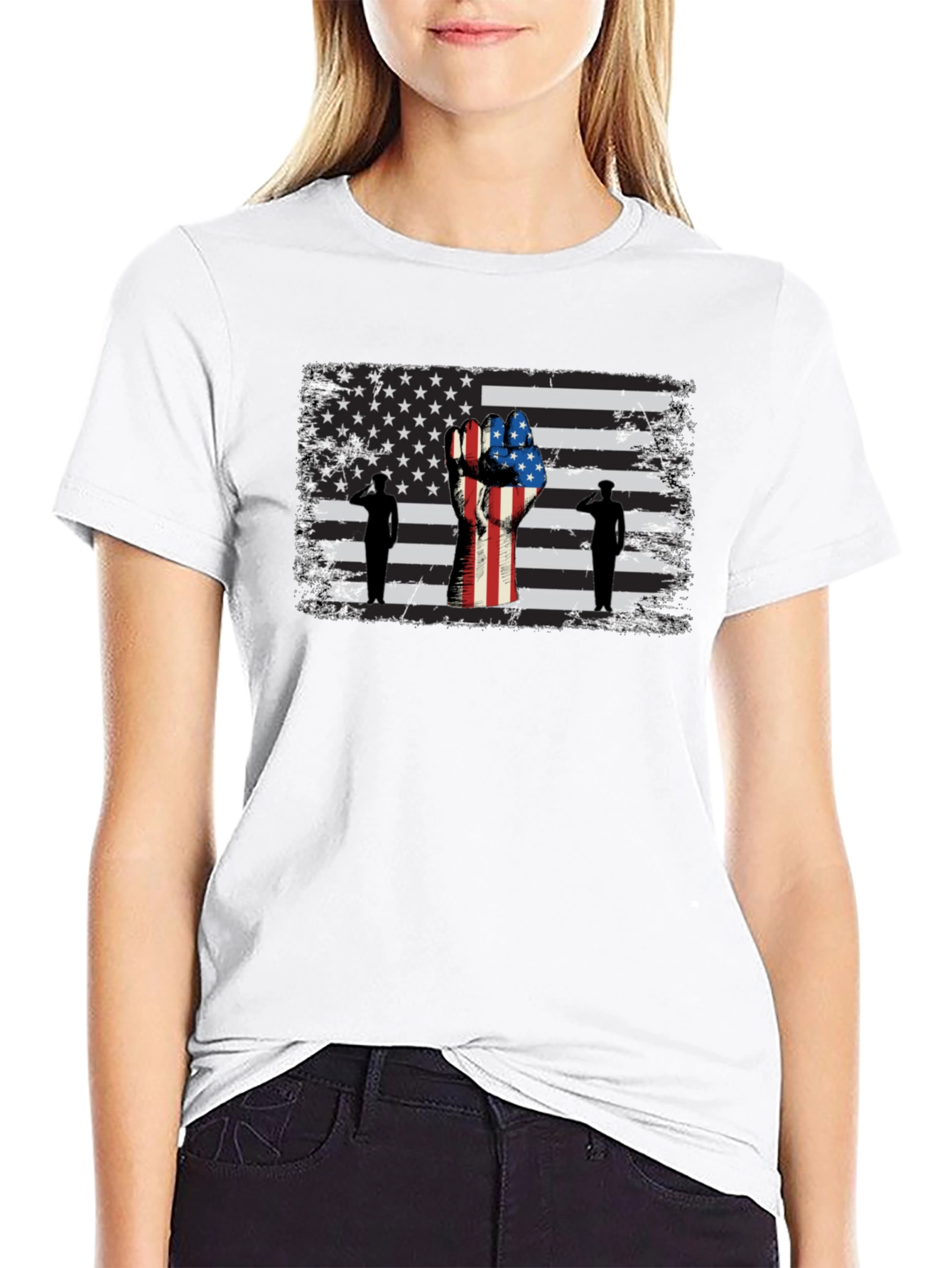Camiseta Negra con Diseño Patriótico
