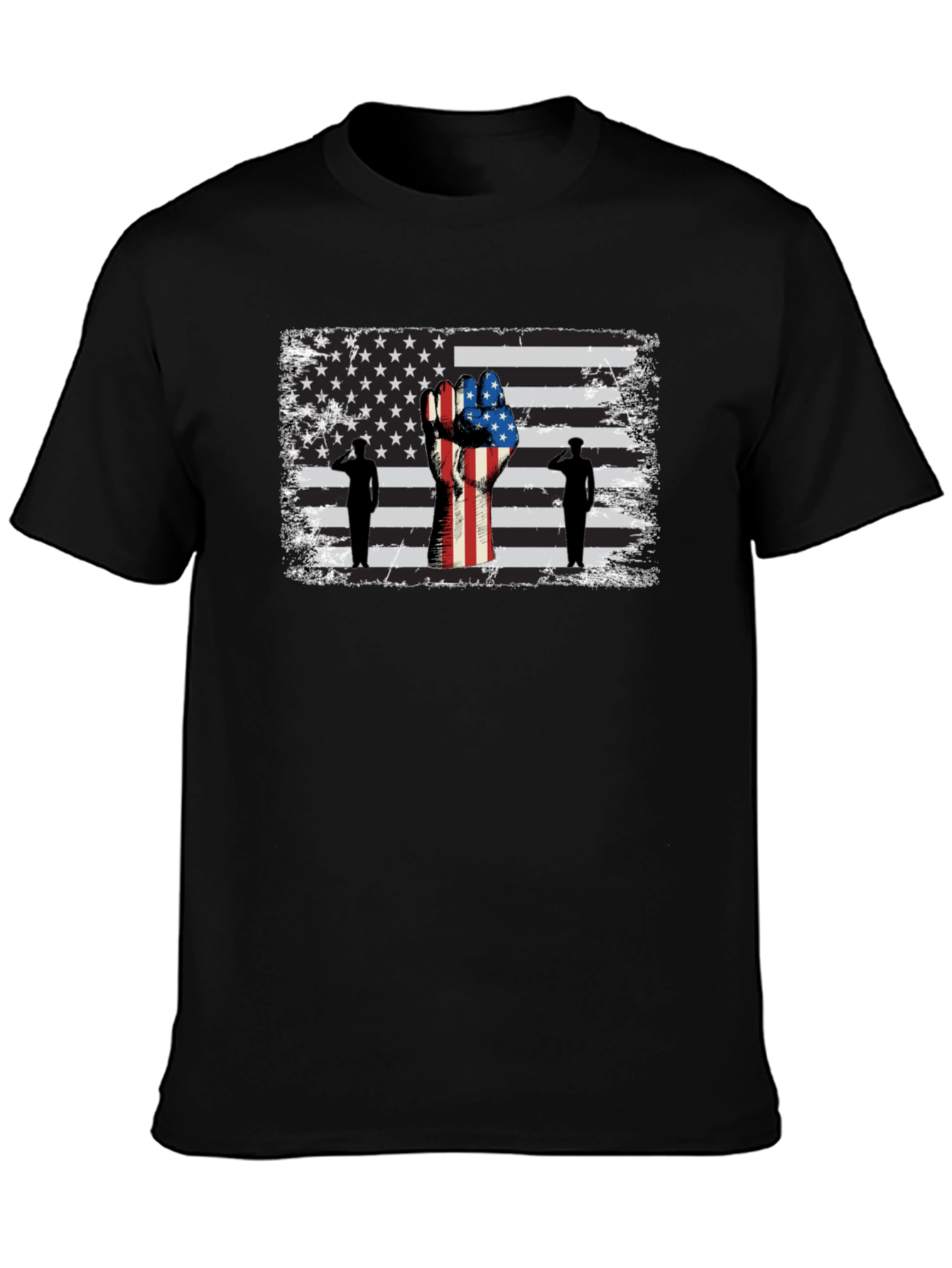 Camiseta Negra con Diseño Patriótico