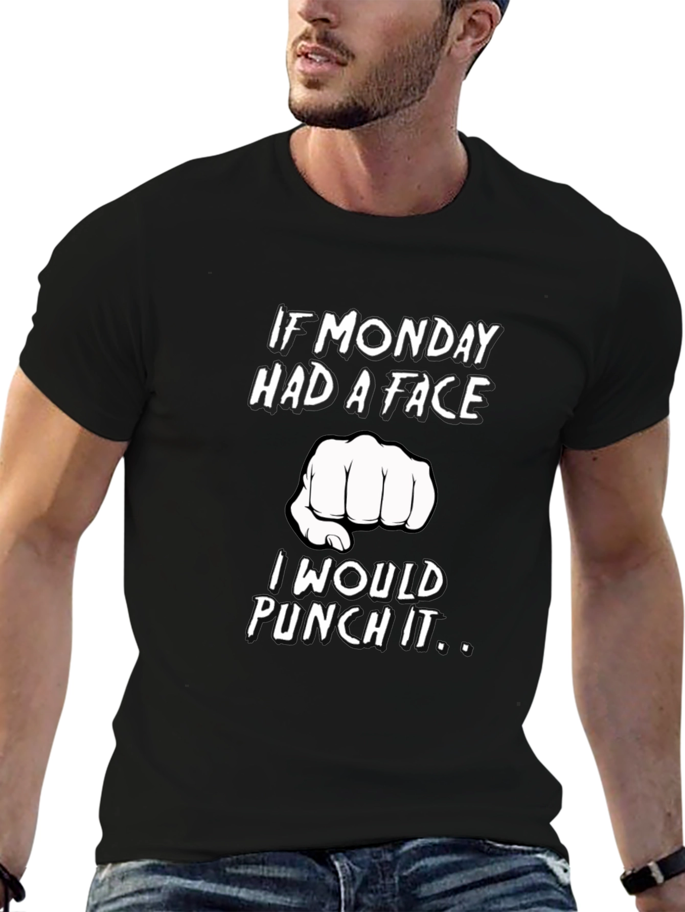 Camiseta Negra Si el Lunes Tuviera Cara