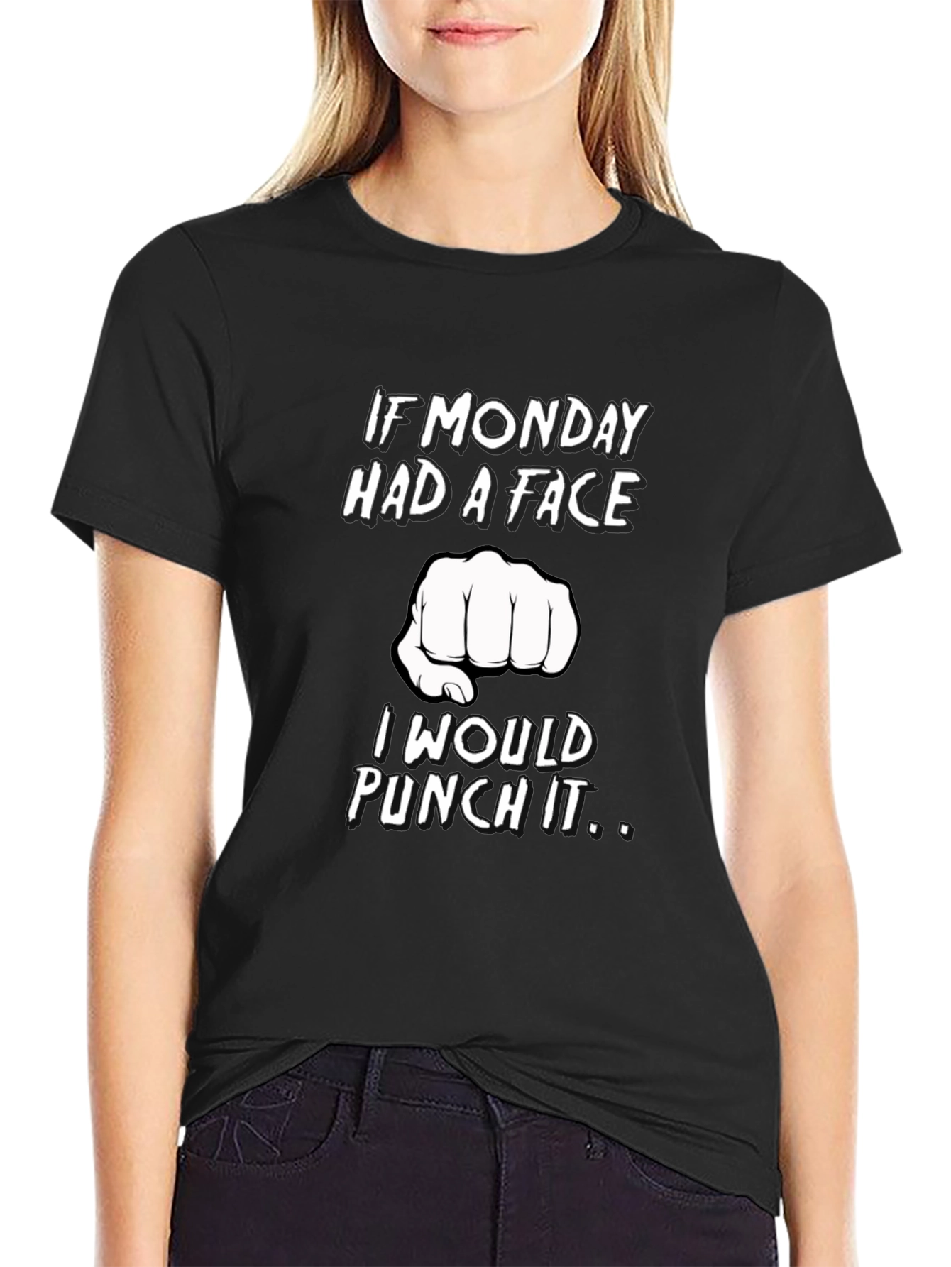 Camiseta Negra Si el Lunes Tuviera Cara