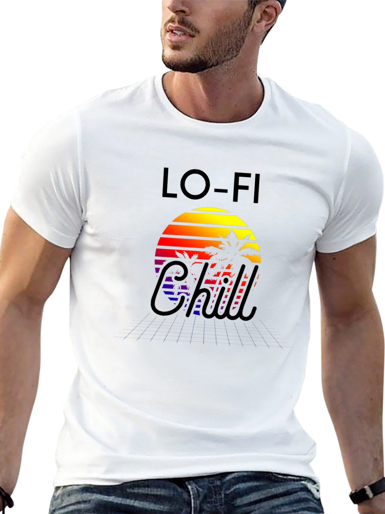 Camiseta Lo-Fi Chill con Diseño Retro Tropical