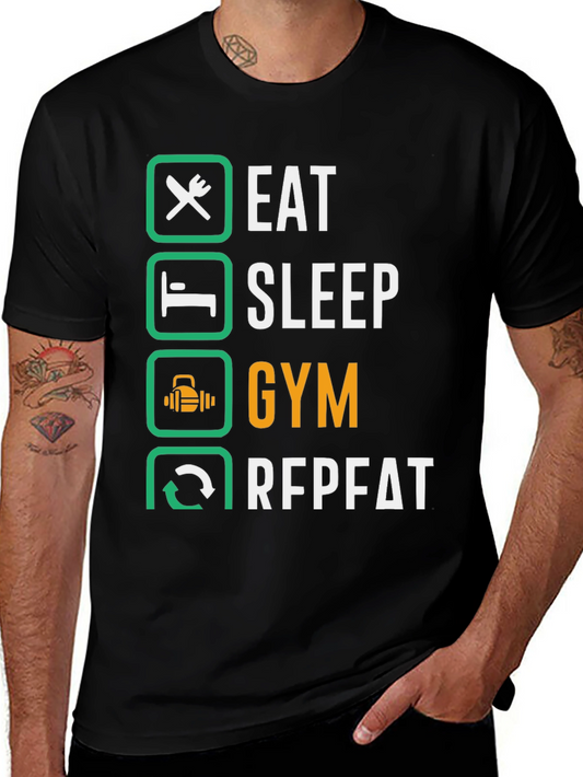 Camiseta Hombre: Comer Dormir Gimnasio Repetir