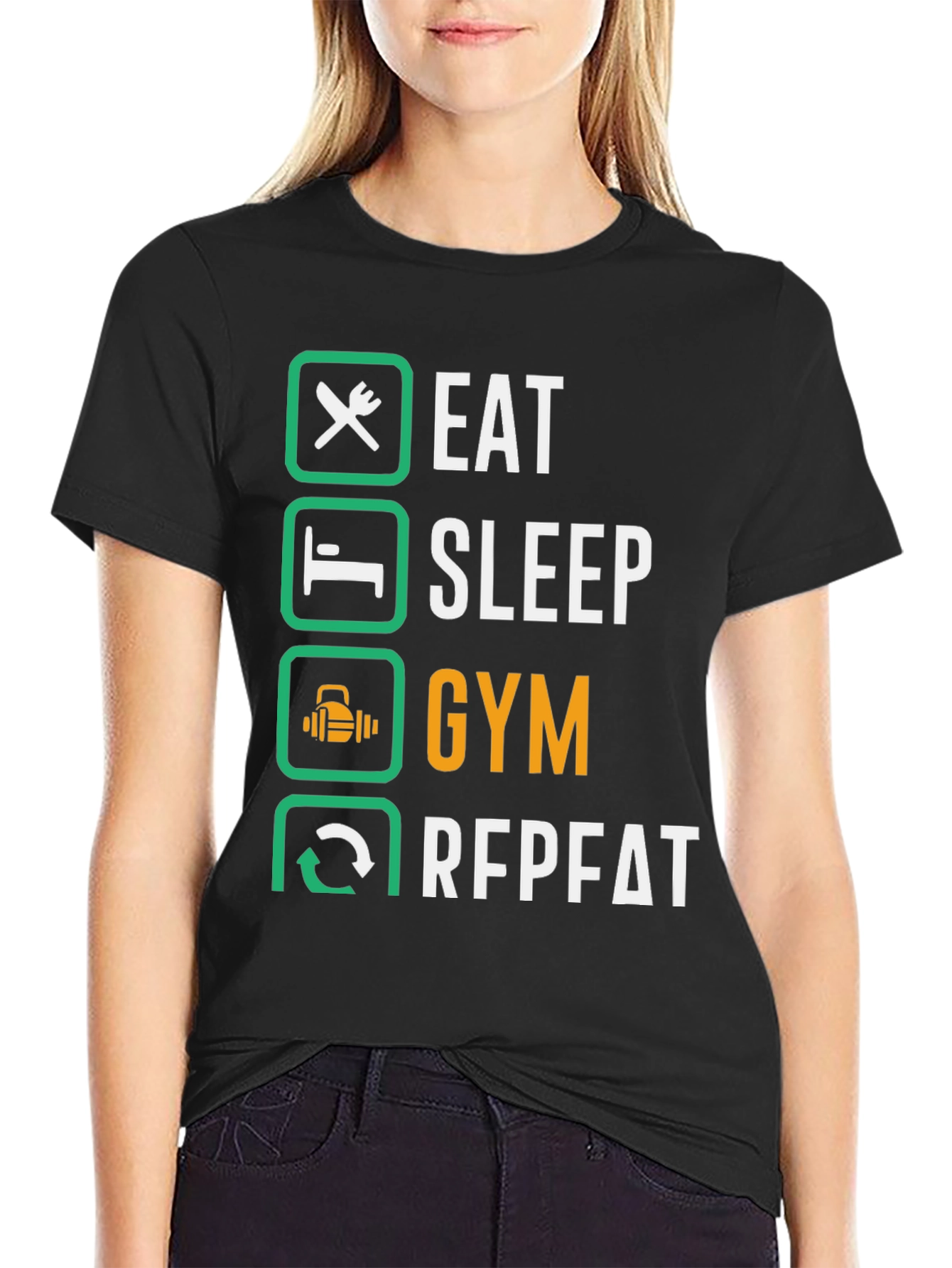 Camiseta Hombre: Comer Dormir Gimnasio Repetir