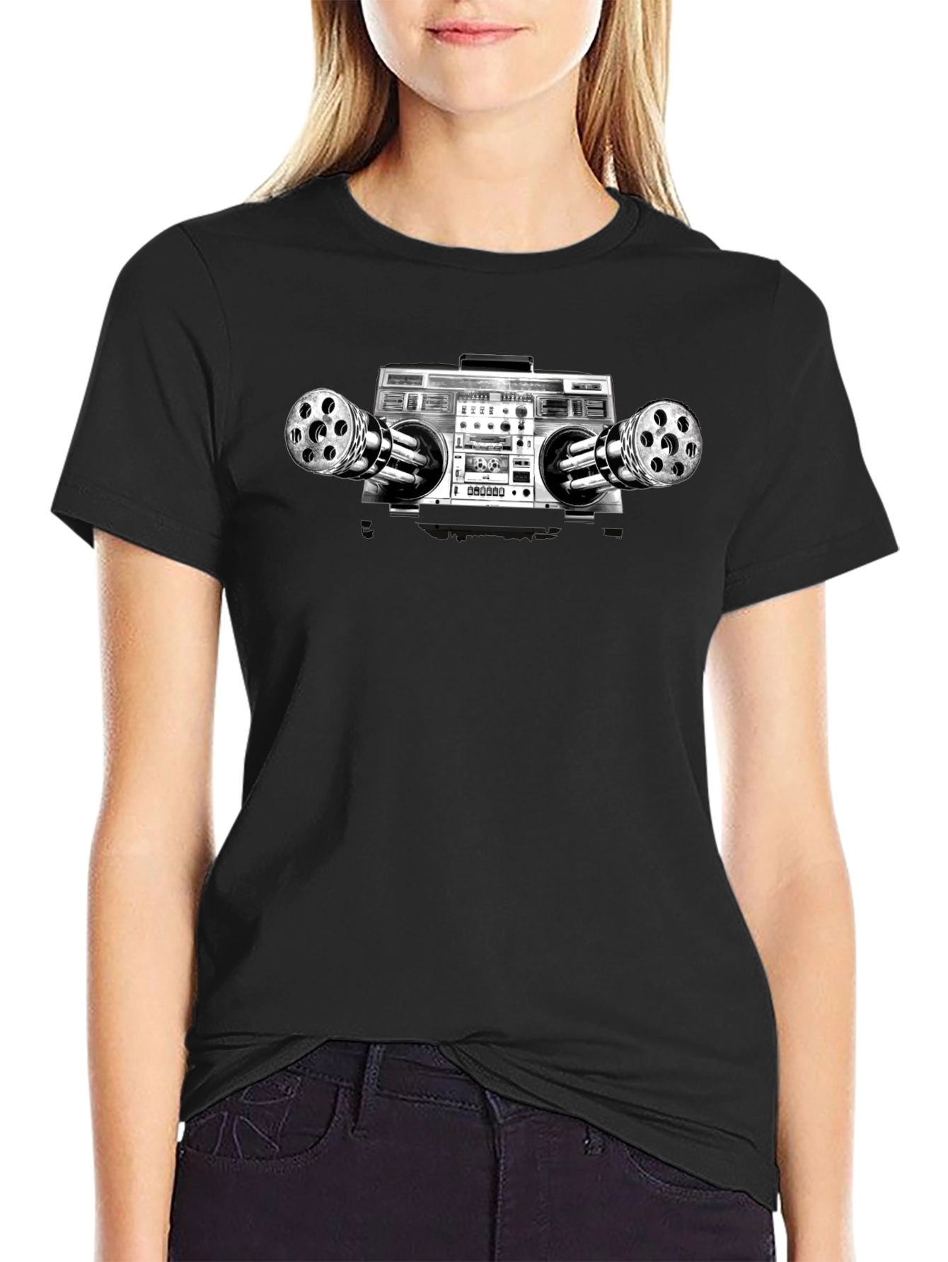 Camiseta Negra Boombox Artillería Pesada