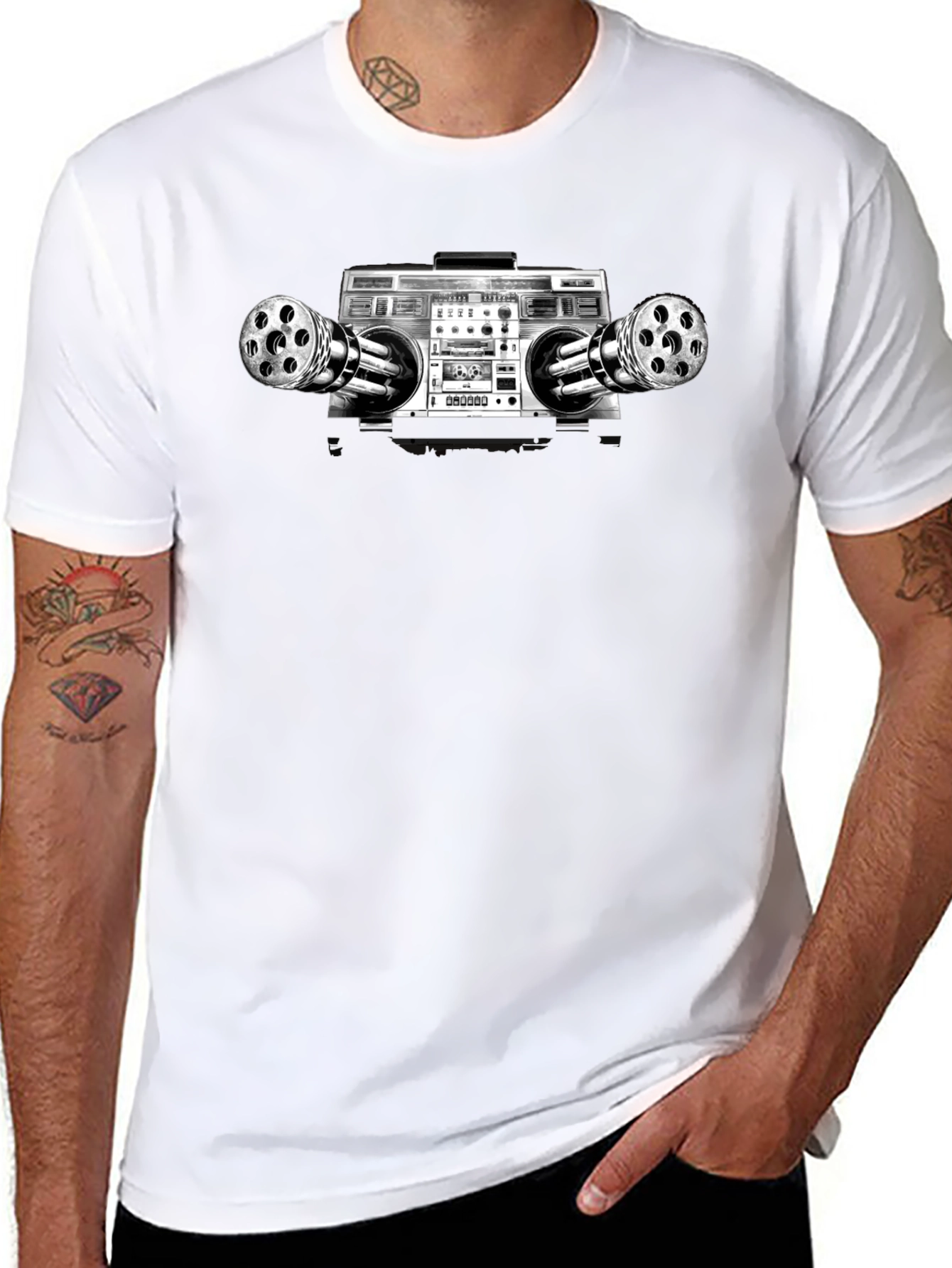 Camiseta Negra Boombox Artillería Pesada