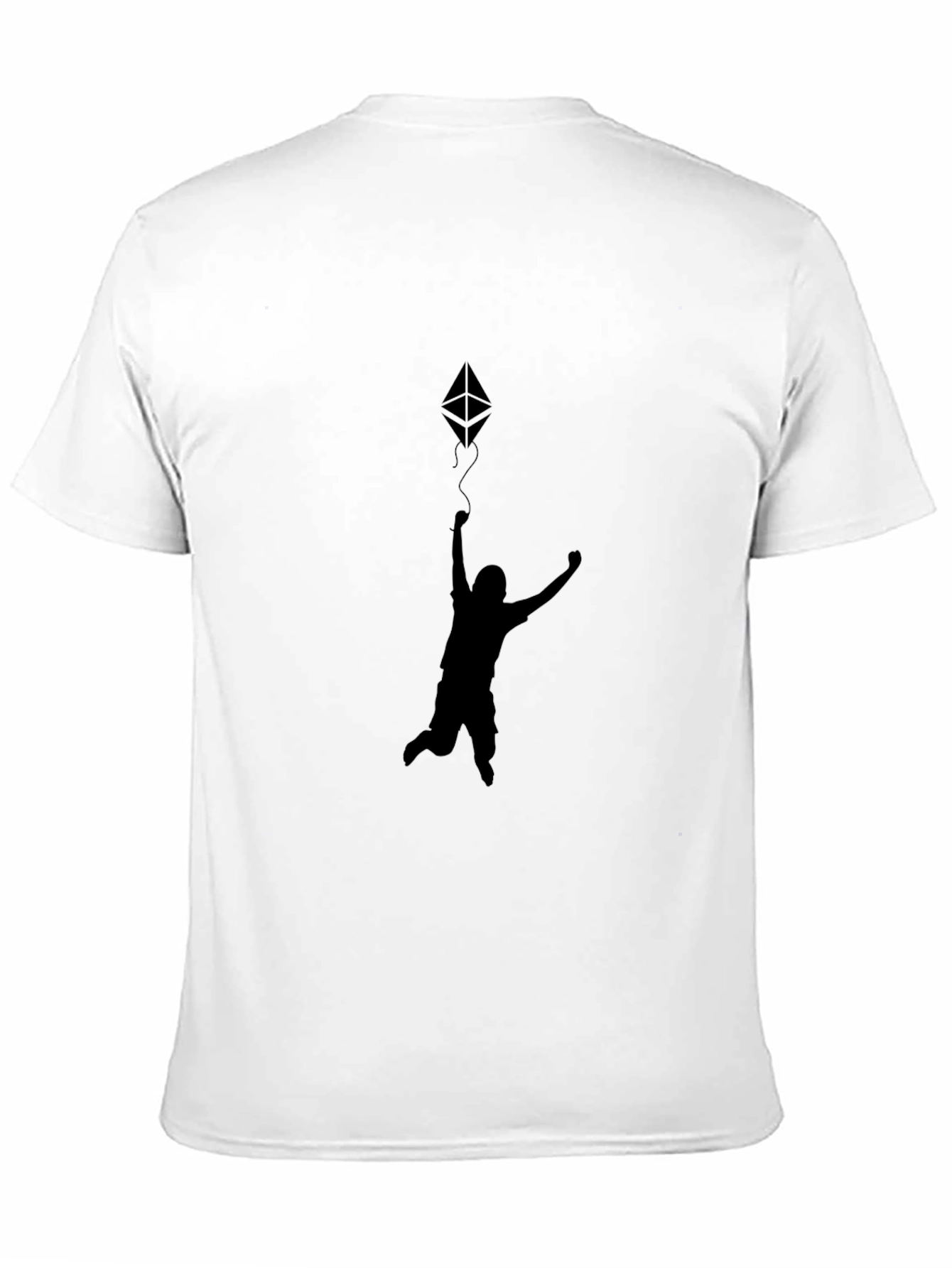 Camiseta Negra Estampado Hombre Saltando Ethereum