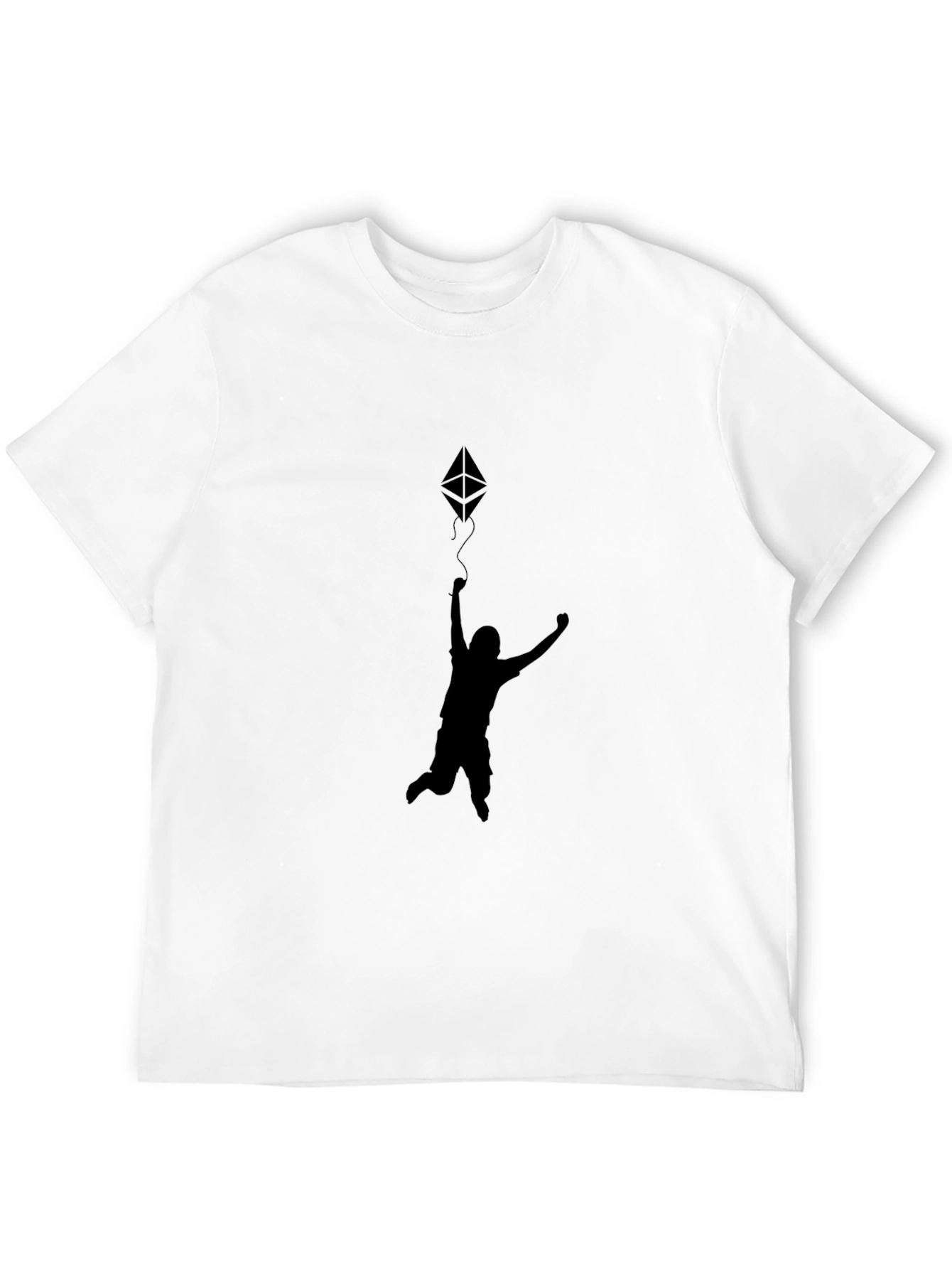 Camiseta Negra Estampado Hombre Saltando Ethereum