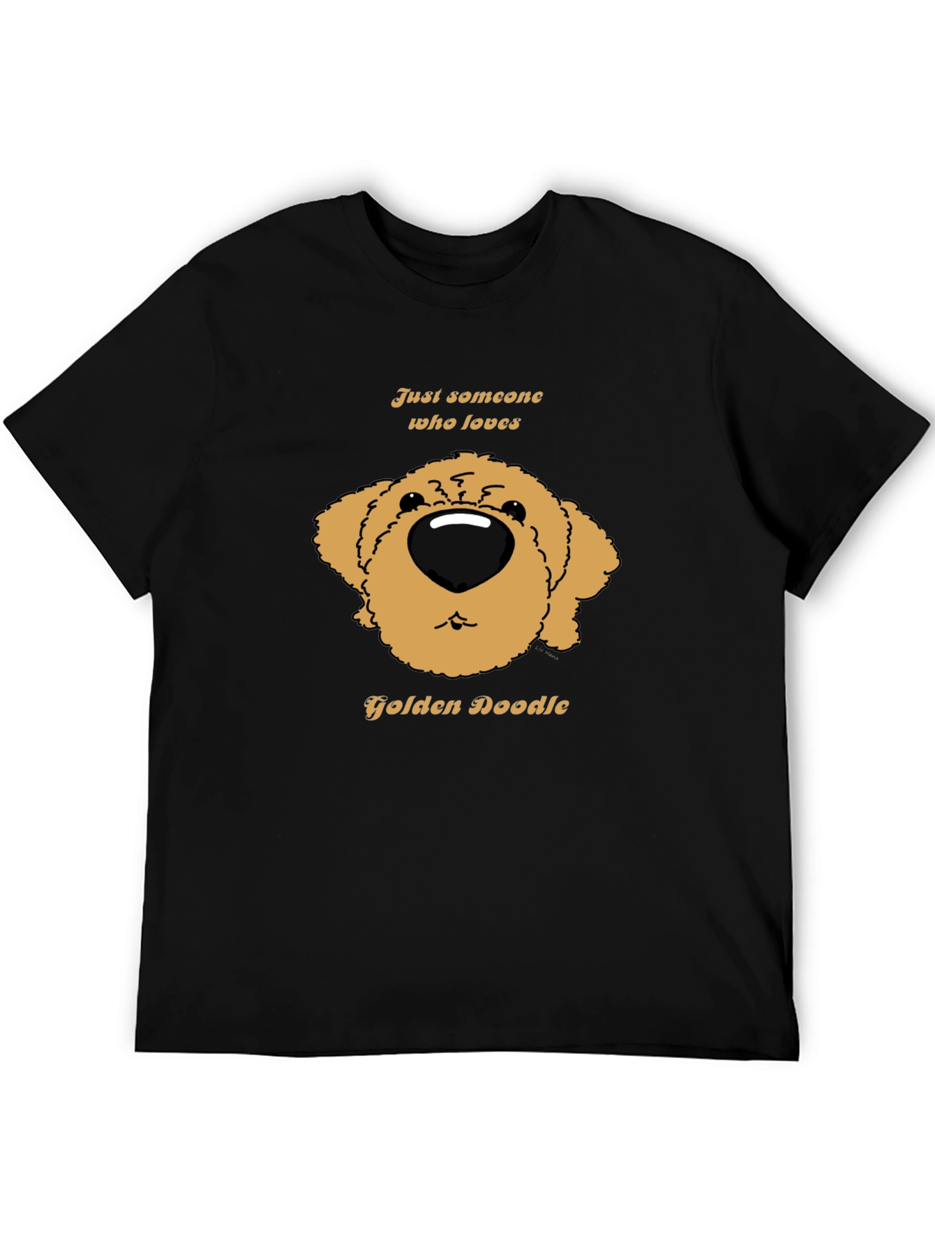 Camiseta Negra con Diseño de Golden Doodle