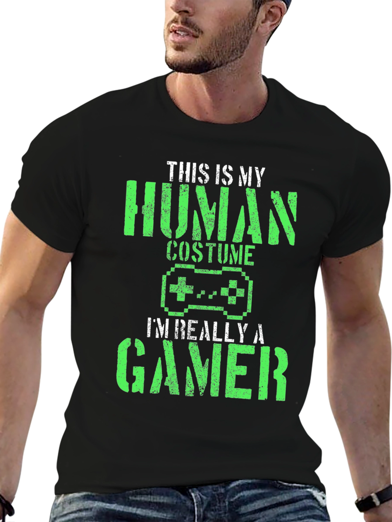 Camiseta Negra Gamer: Disfraz Humano