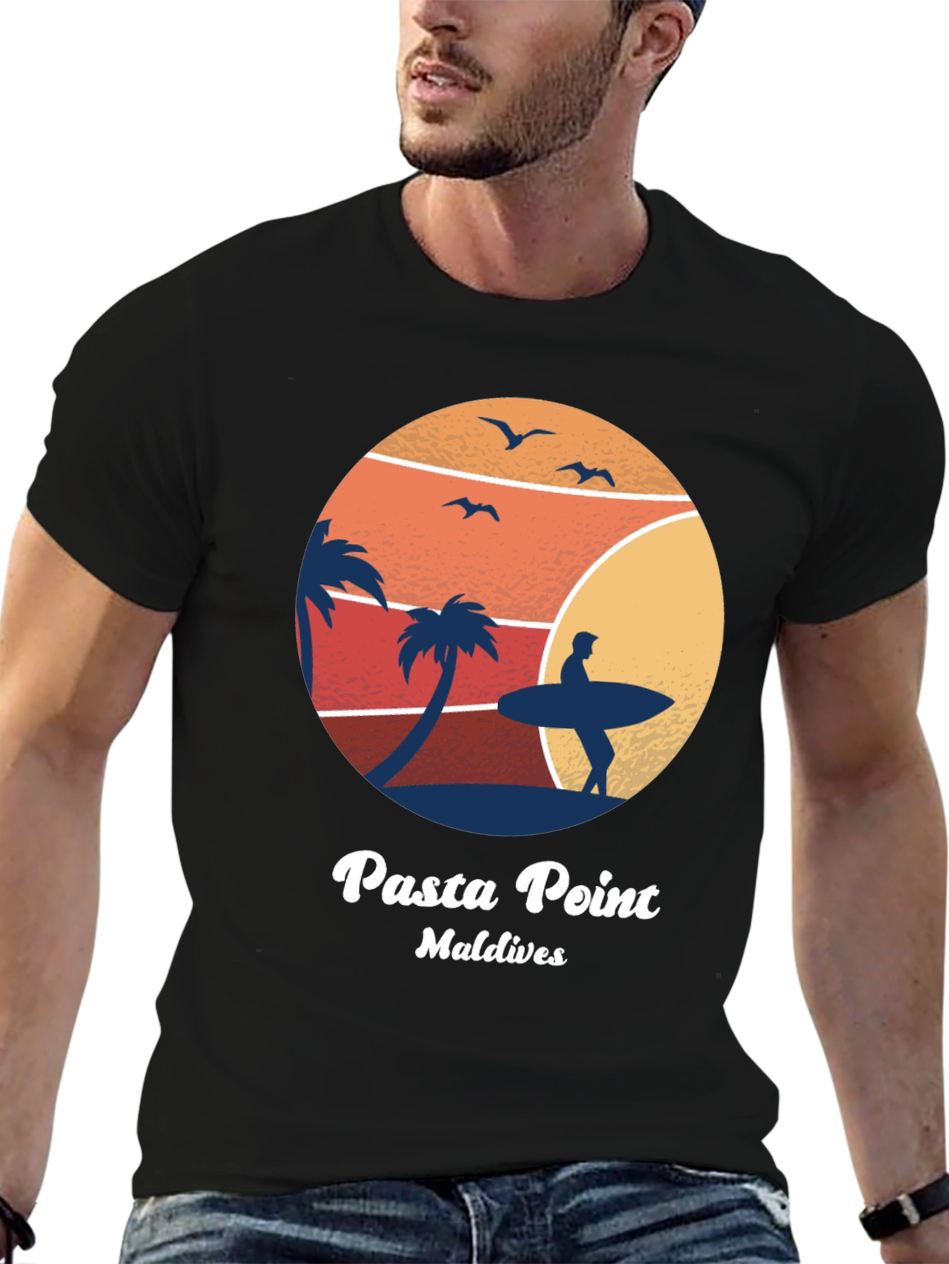 Camiseta Negra Pasta Point Maldives