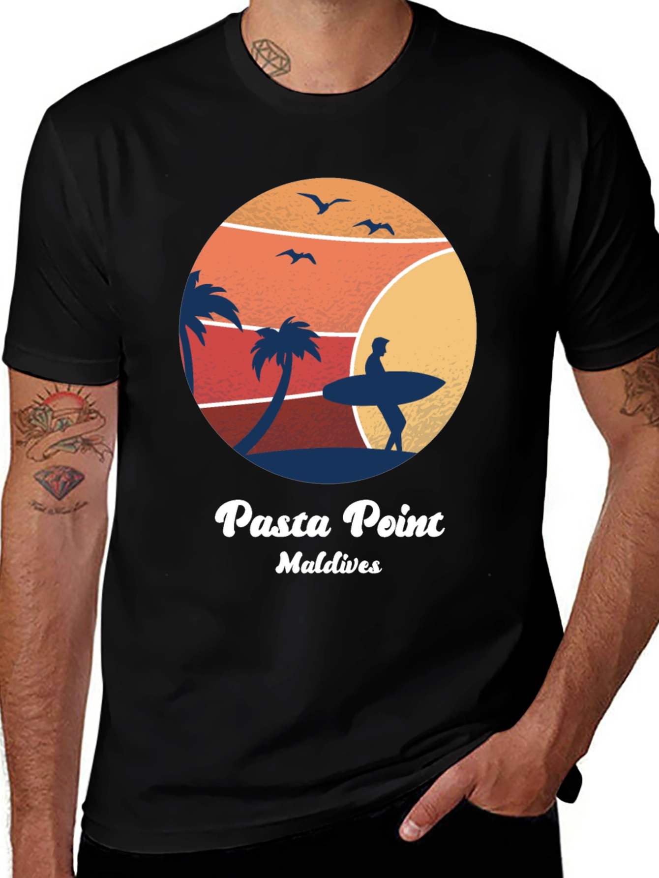 Camiseta Negra Pasta Point Maldives