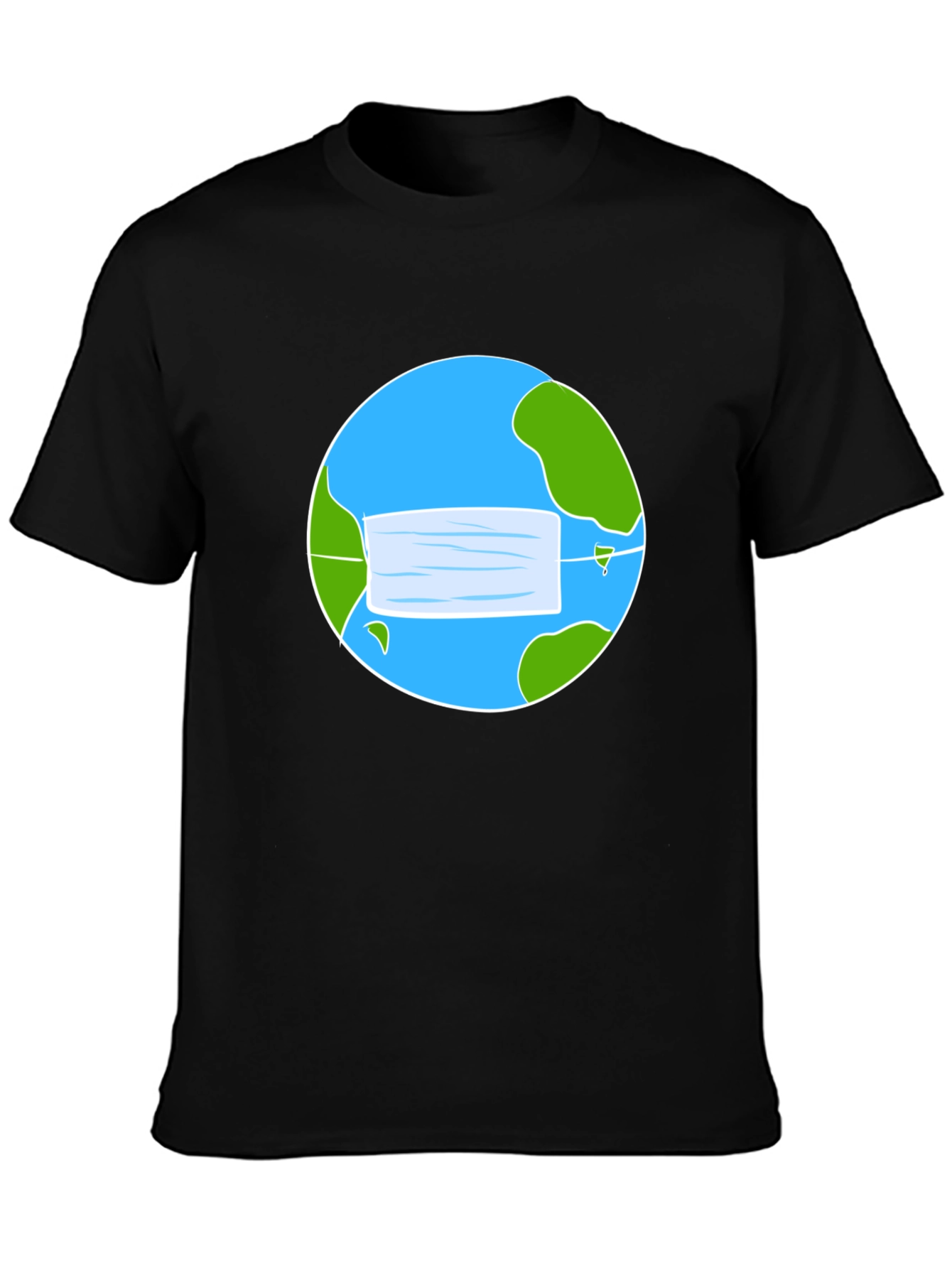 Camiseta Negra con Diseño de Tierra y Mascarilla