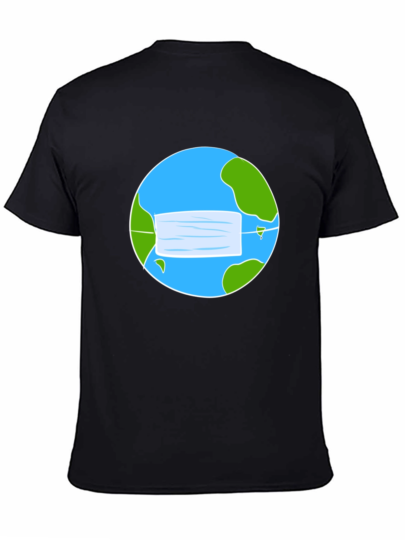 Camiseta Negra con Diseño de Tierra y Mascarilla