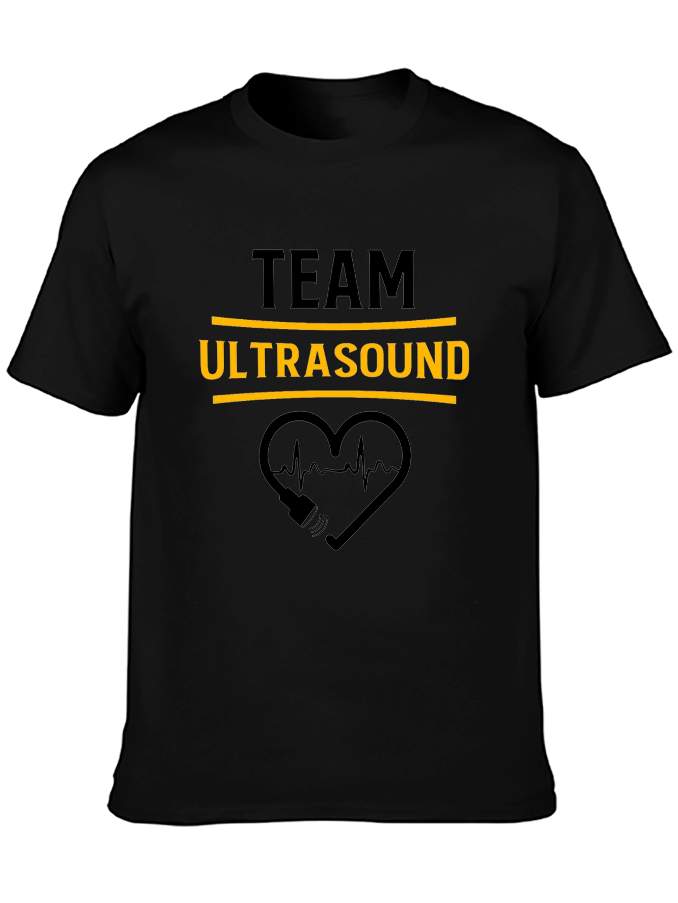 Camiseta Negra Team Ultrasound Corazón