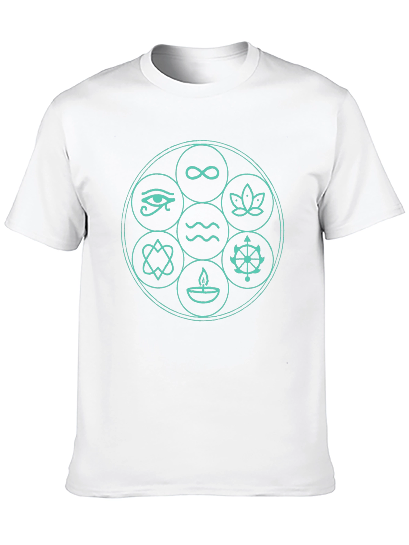 Camiseta Negra con Diseño de Símbolos Espirituales