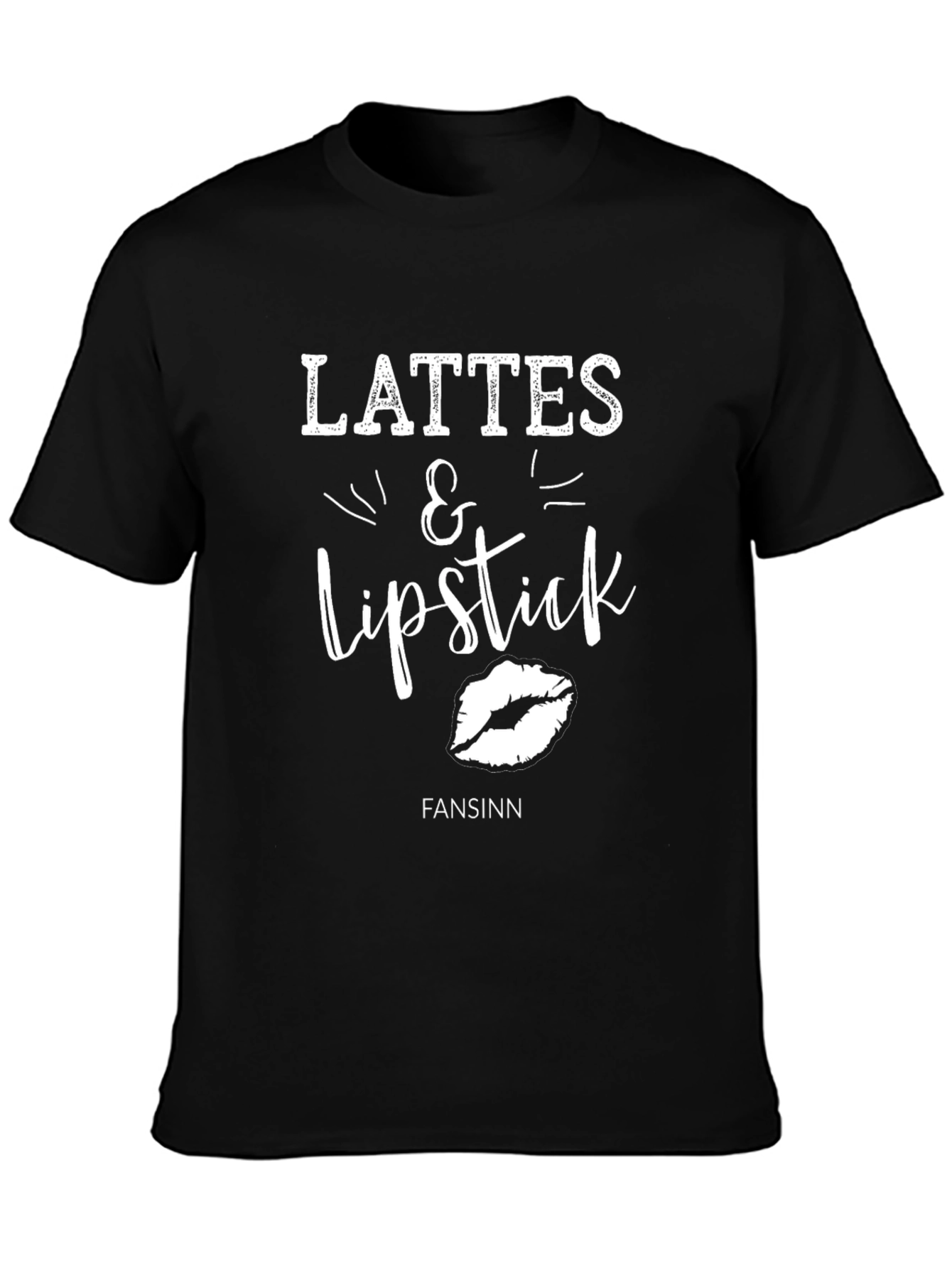 Camiseta Negra Lattes & Lipstick