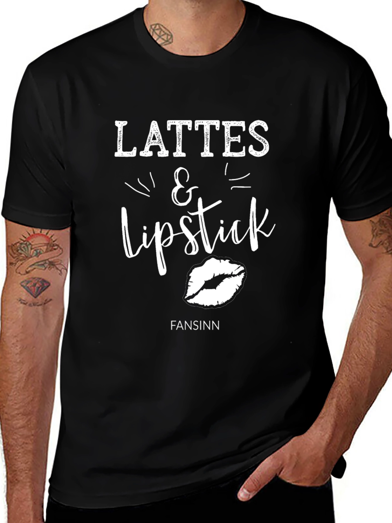Camiseta Negra Lattes & Lipstick