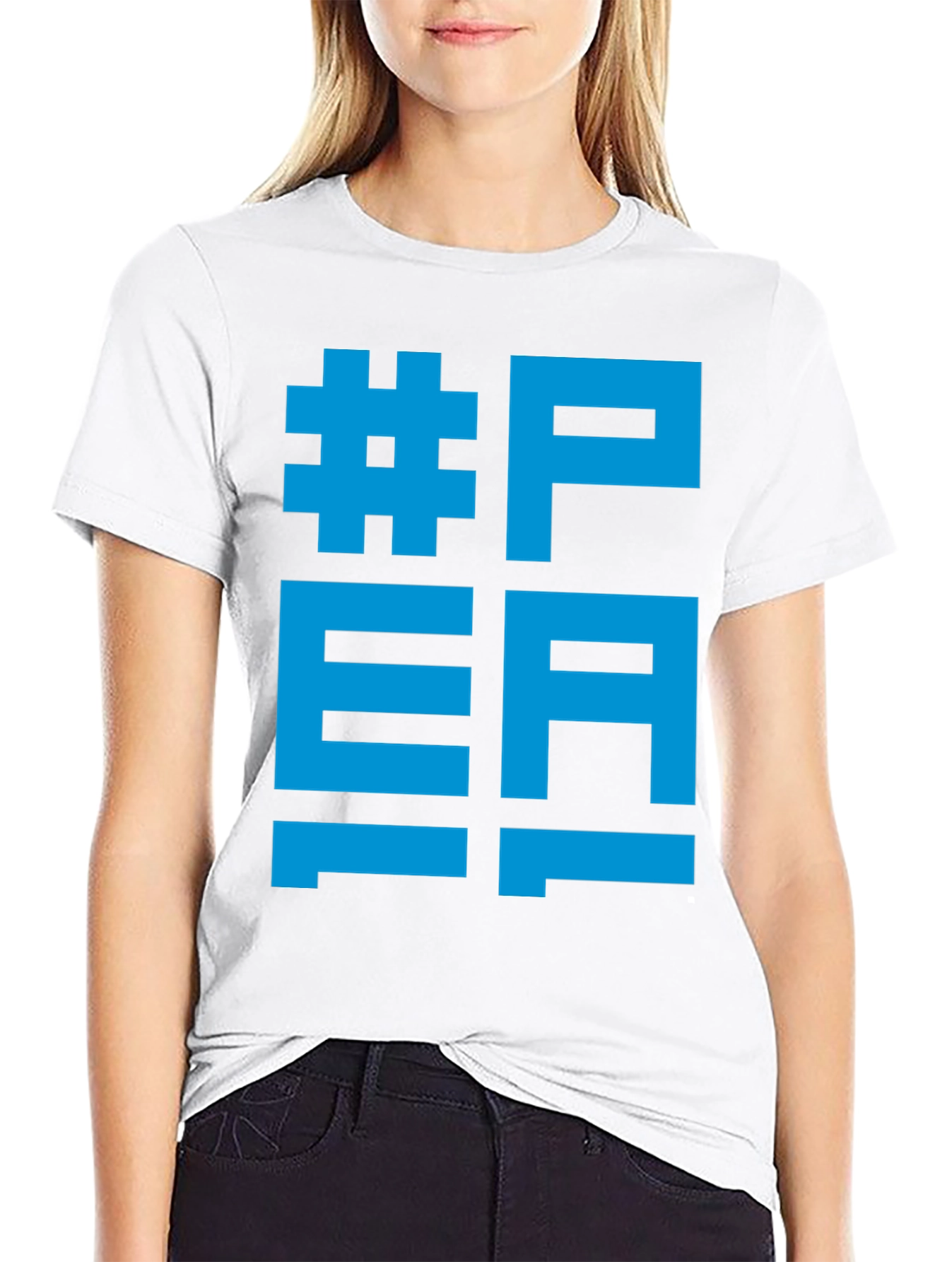 Camiseta Negra #PEA Diseño Gráfico Azul