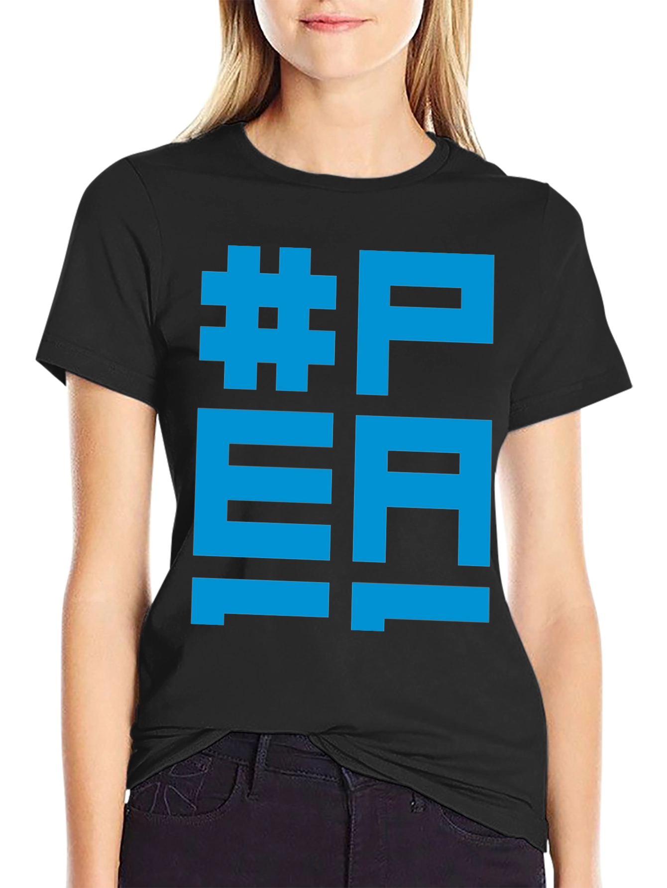 Camiseta Negra #PEA Diseño Gráfico Azul