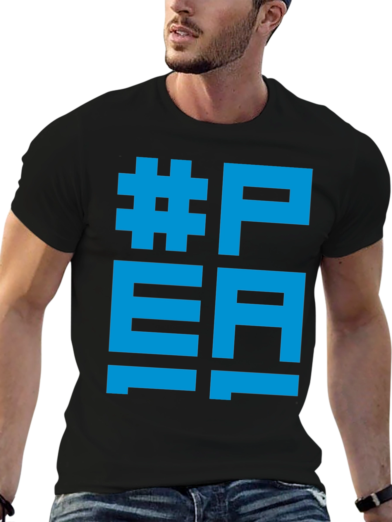 Camiseta Negra #PEA Diseño Gráfico Azul