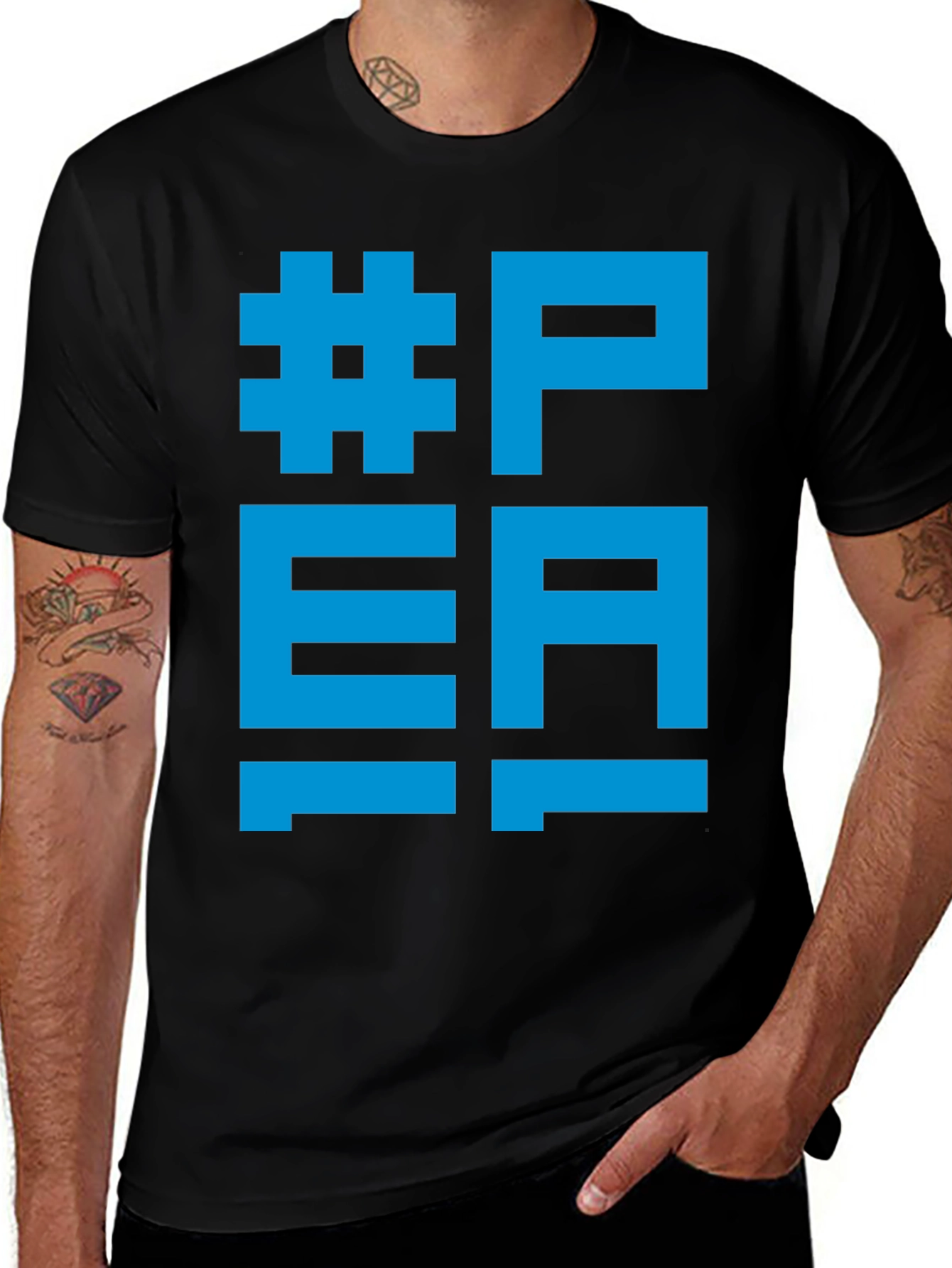 Camiseta Negra #PEA Diseño Gráfico Azul