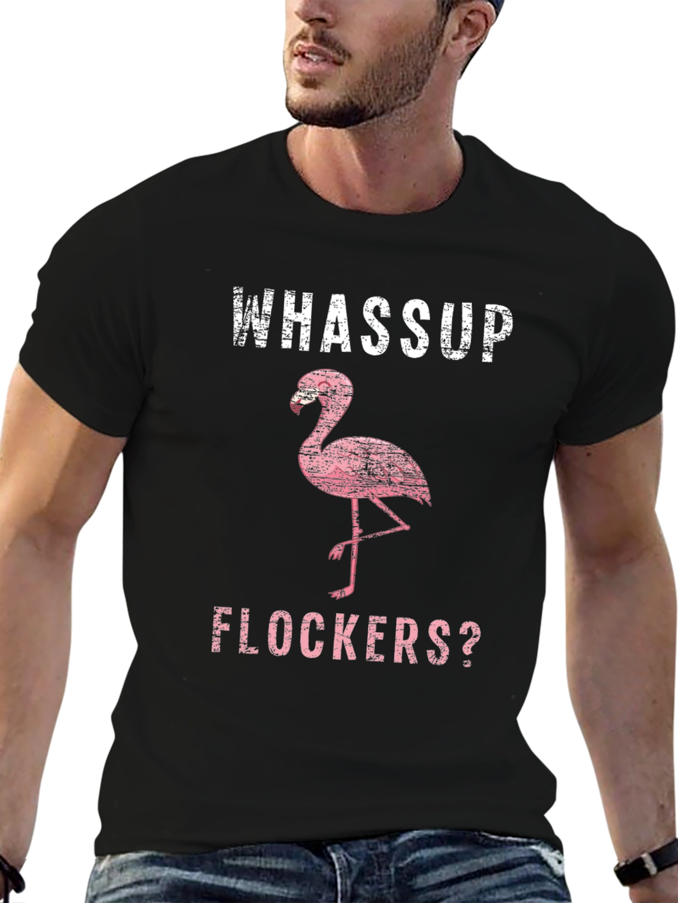 Camiseta Negra con Diseño de Flamenco y Texto Divertido